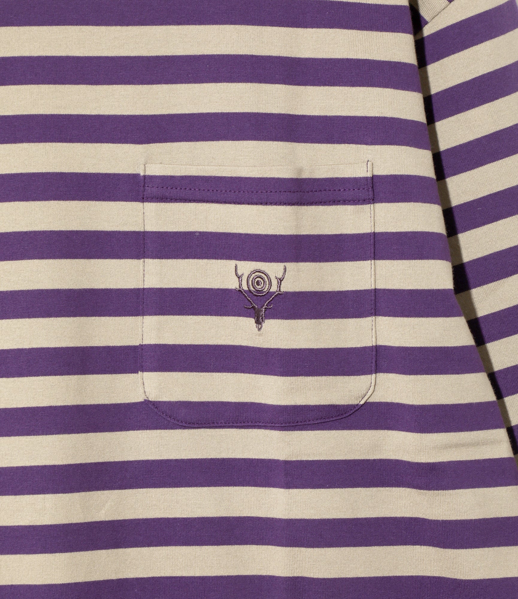 LS Round Pocket Tee – Purple/Natural