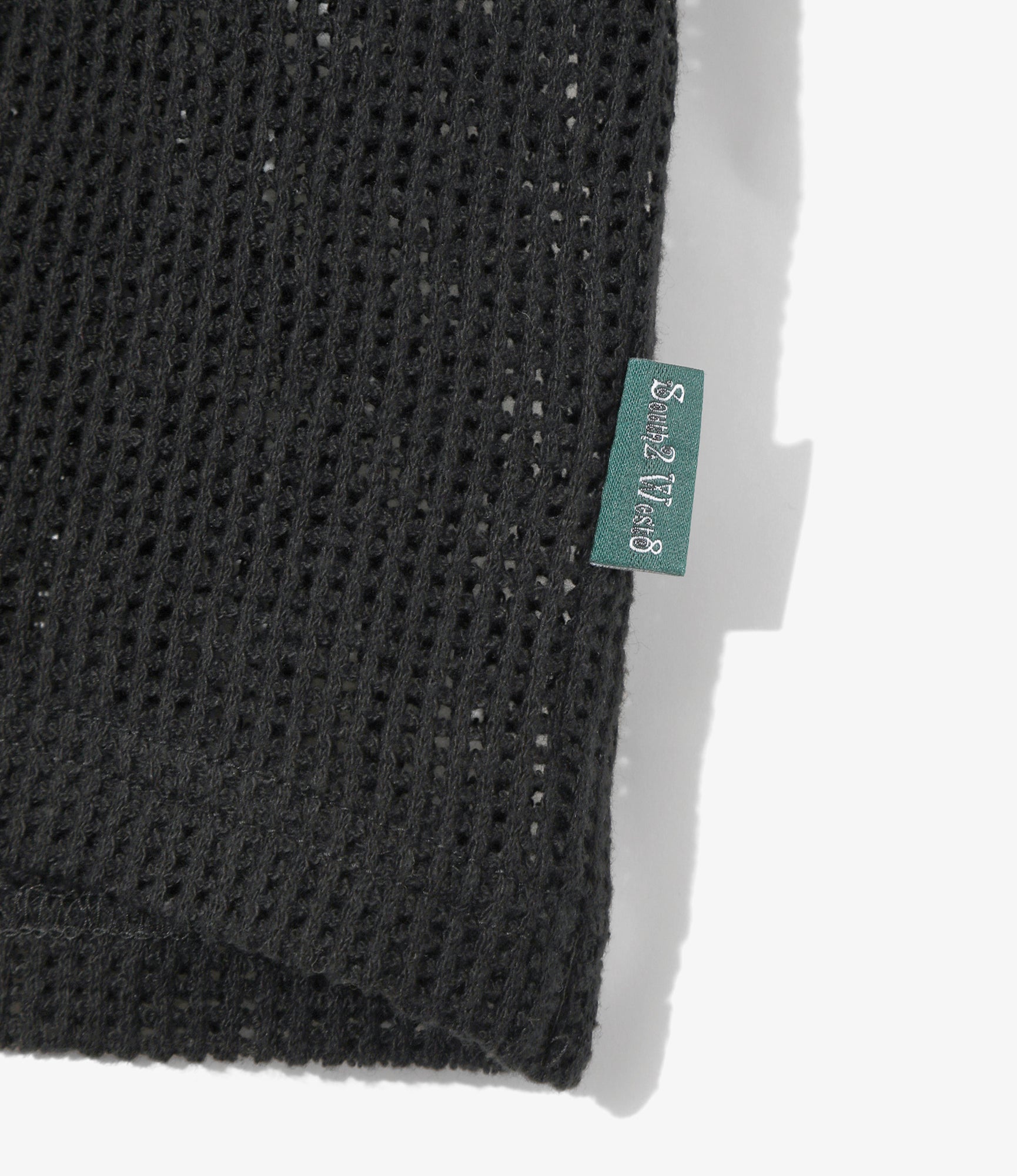Open Collar Short Sleeve Shirt – Black Cotton Mesh