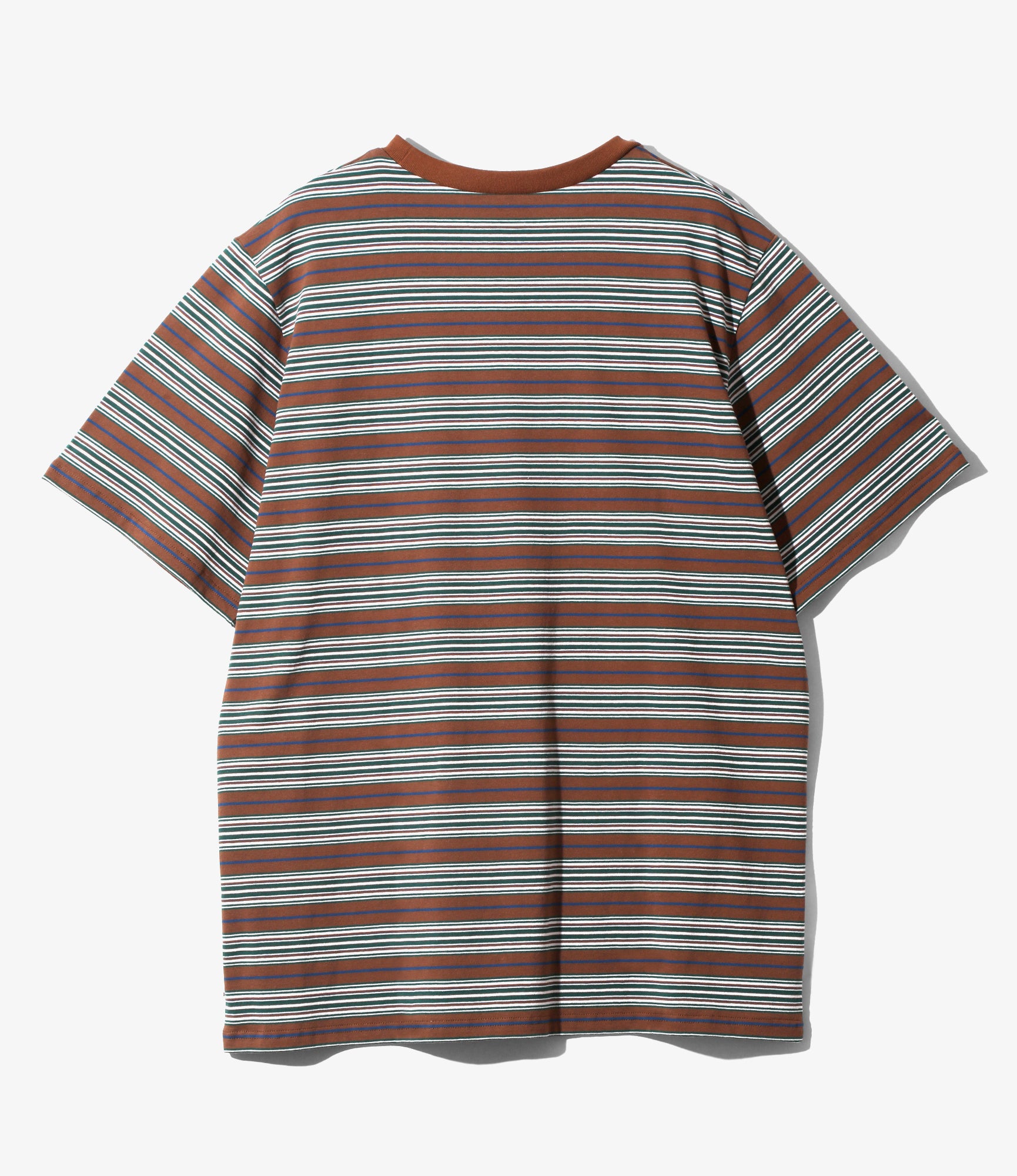 Round Pocket T-Shirt – Brown Wide Stripe Jersey