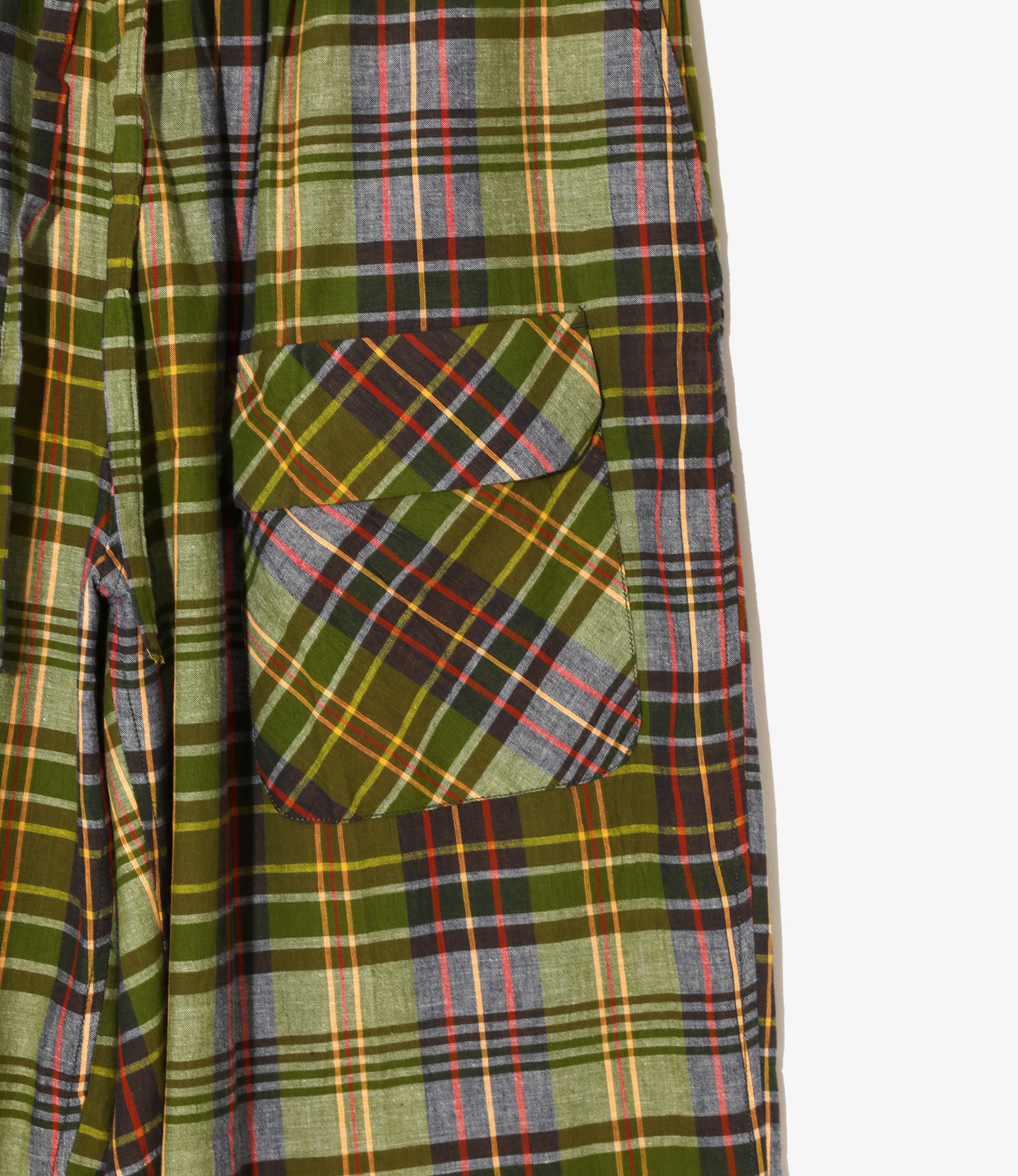 String Cuff Balloon Pant – Green Madras Plaid