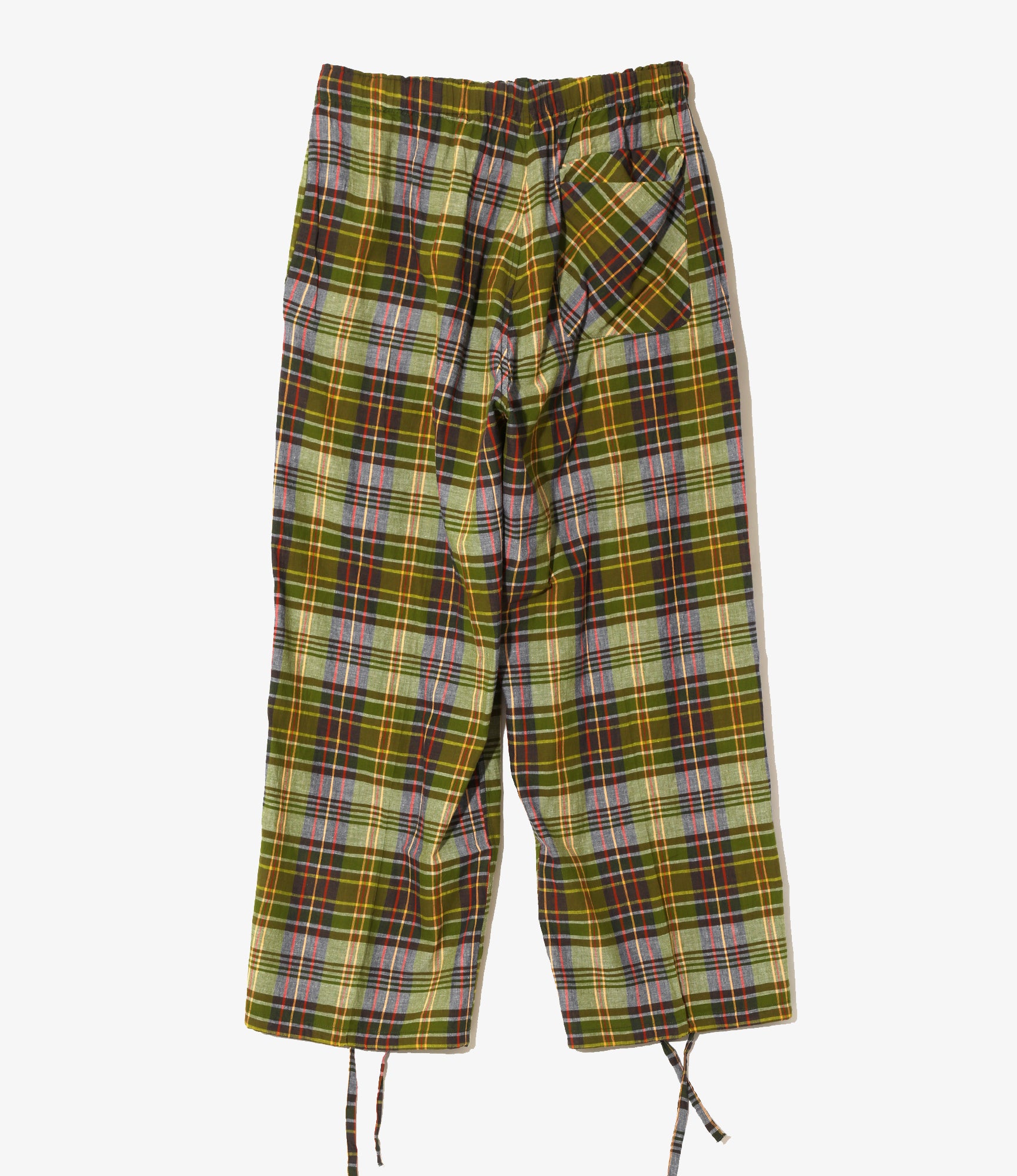 String Cuff Balloon Pant – Green Madras Plaid