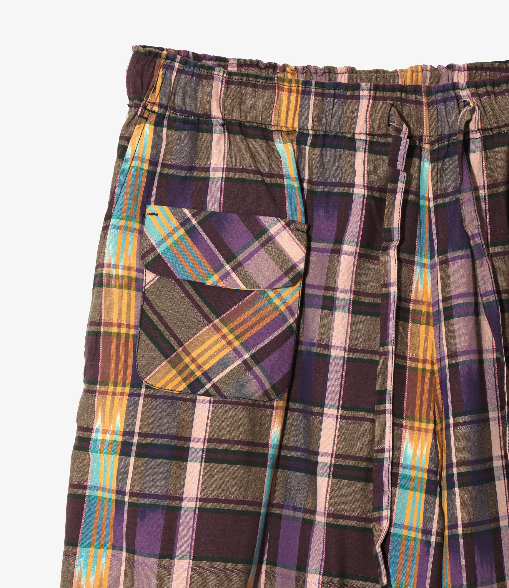 String Cuff Balloon Pant – Purple Madras Plaid