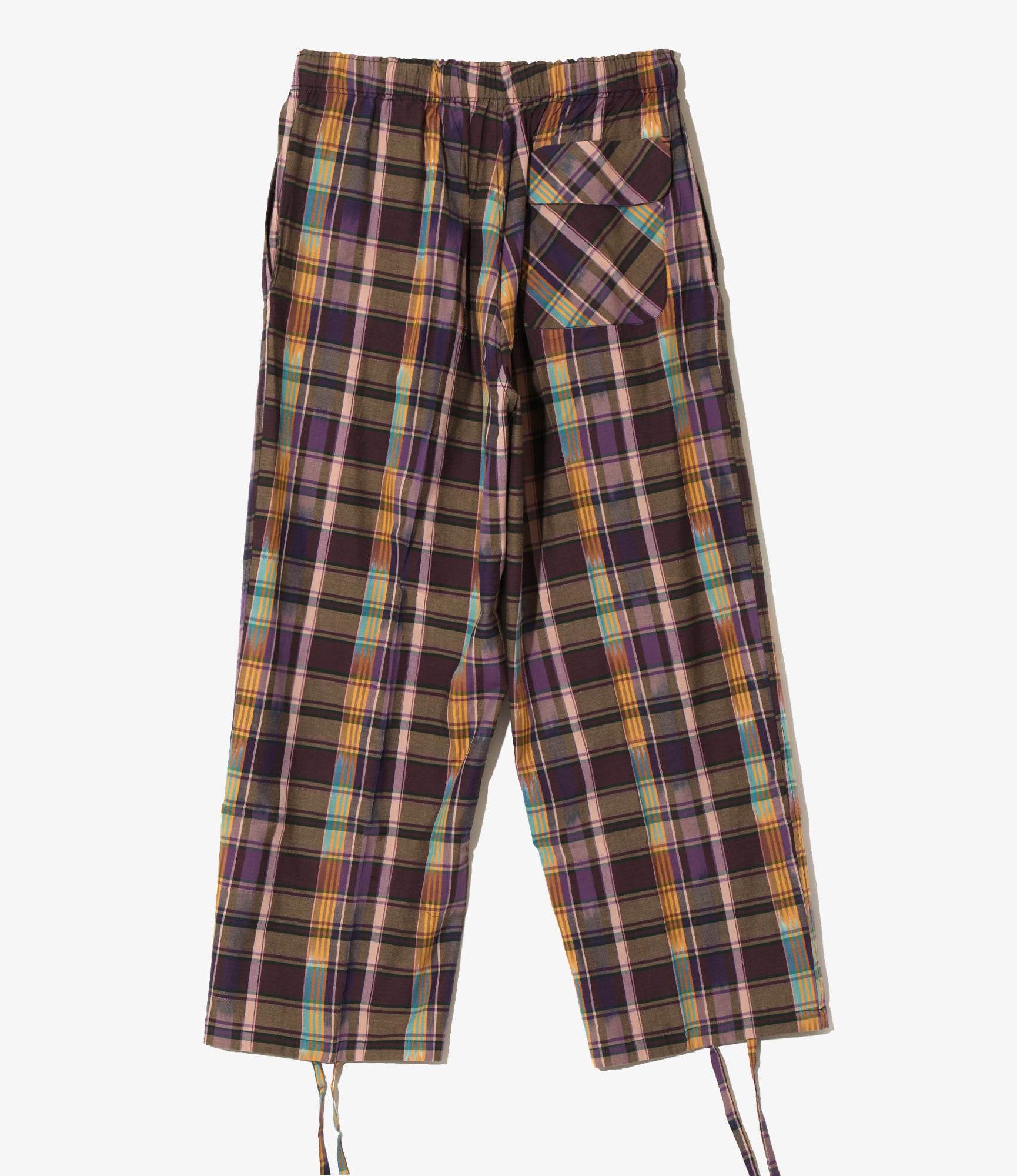 String Cuff Balloon Pant – Purple Madras Plaid