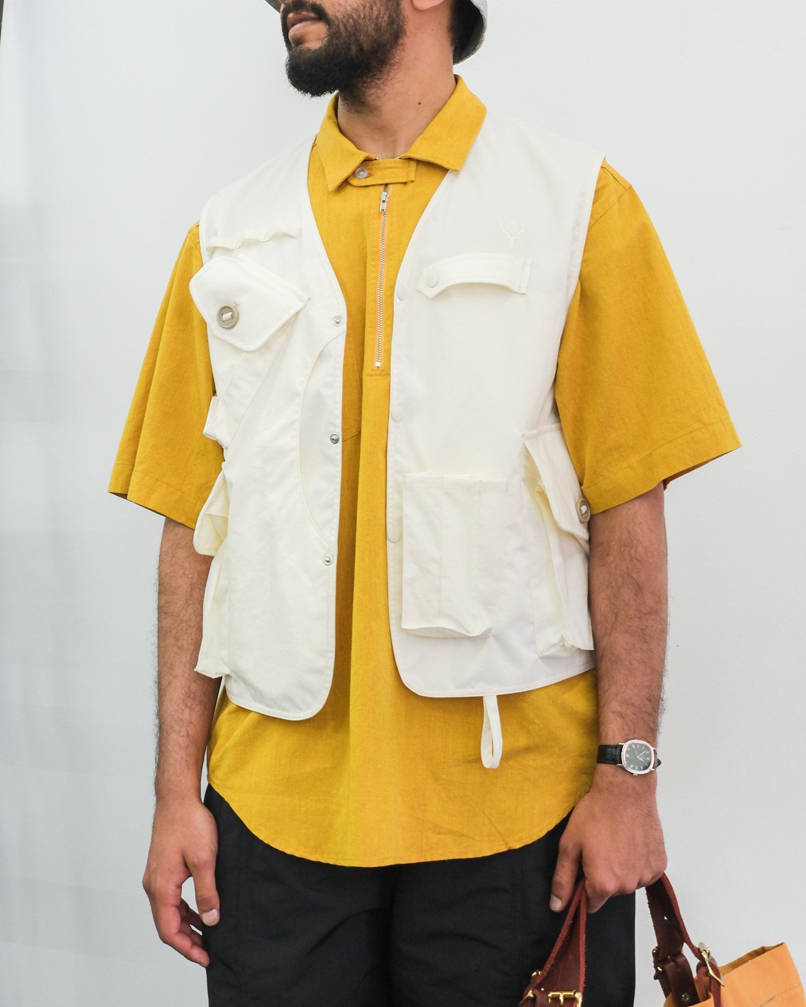 Tenkara Vest – Ivory Nylon Oxford Cloth