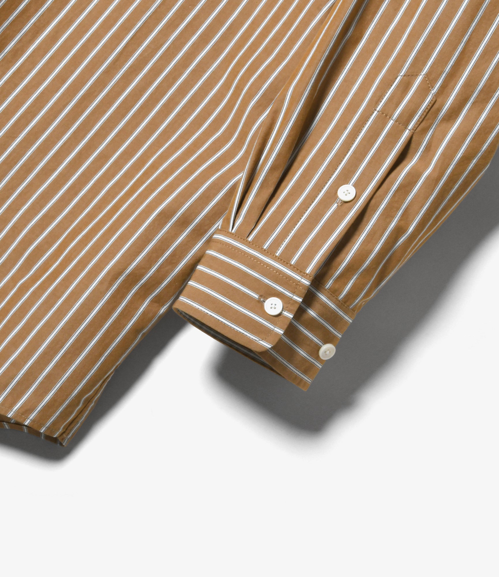 Double Layer Button-down Shirt Dress - Beige Stripe