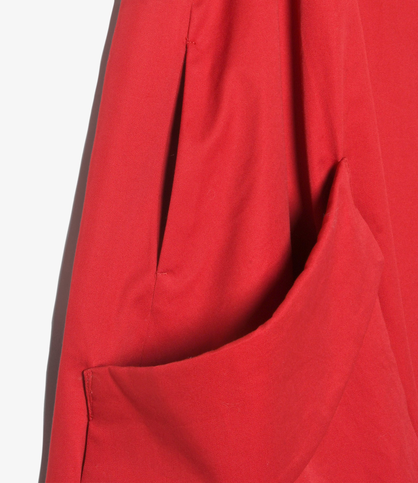 Bubble Hem  Apron Dress - Red Twill