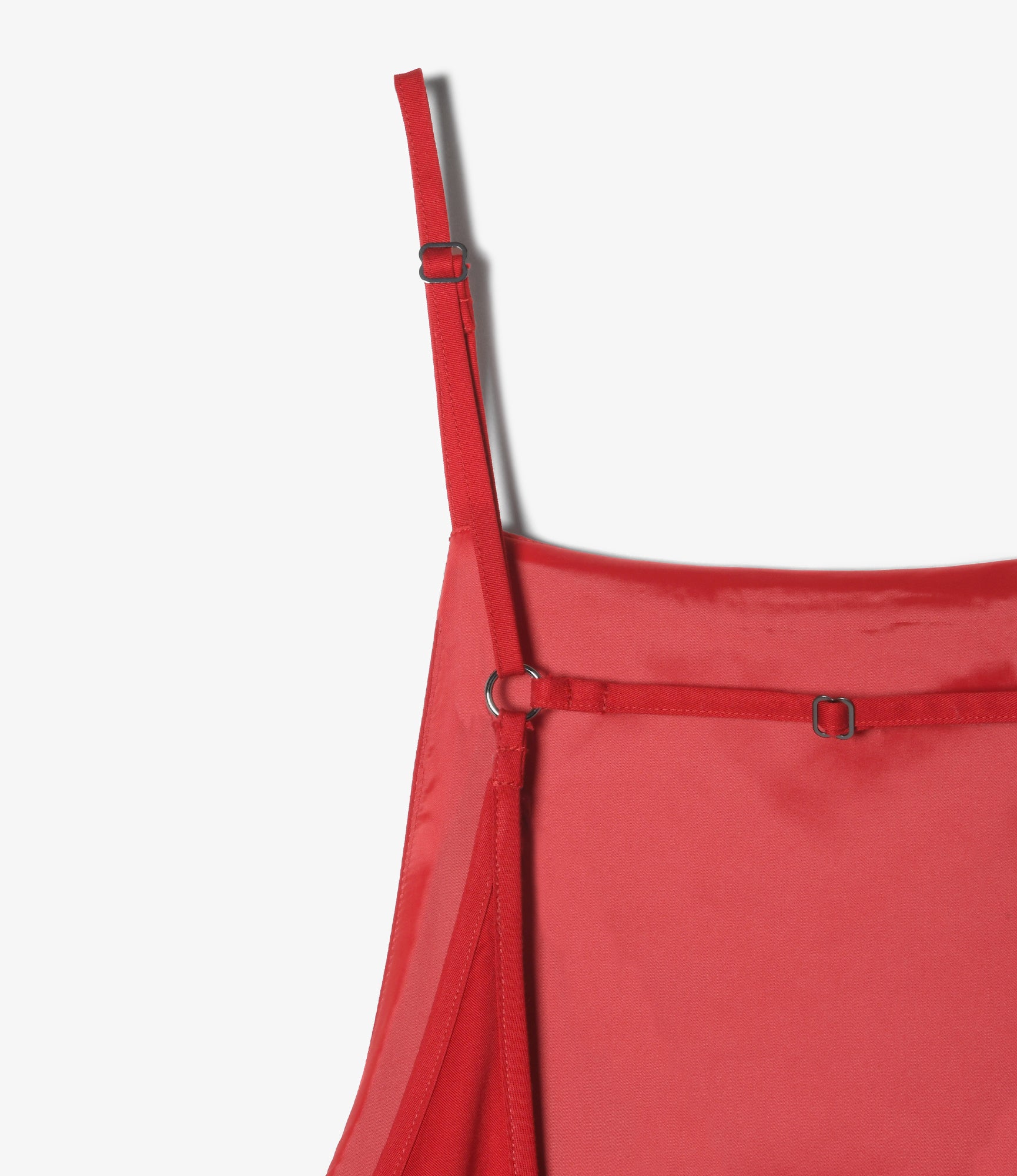 Bubble Hem  Apron Dress - Red Twill