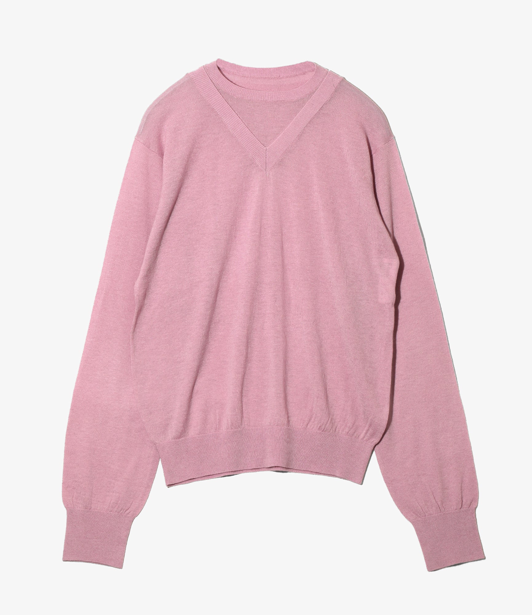 Faux-layered Sweater – Pink Fine Gauge Knit