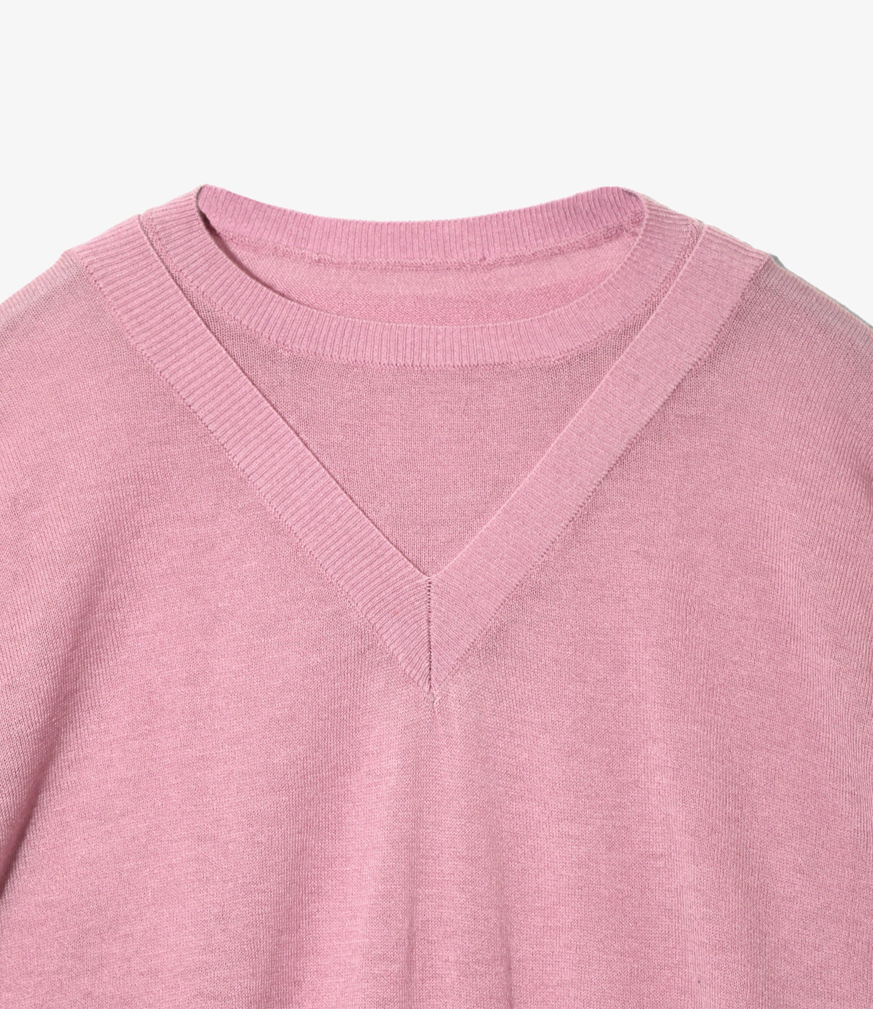 Faux-layered Sweater – Pink Fine Gauge Knit