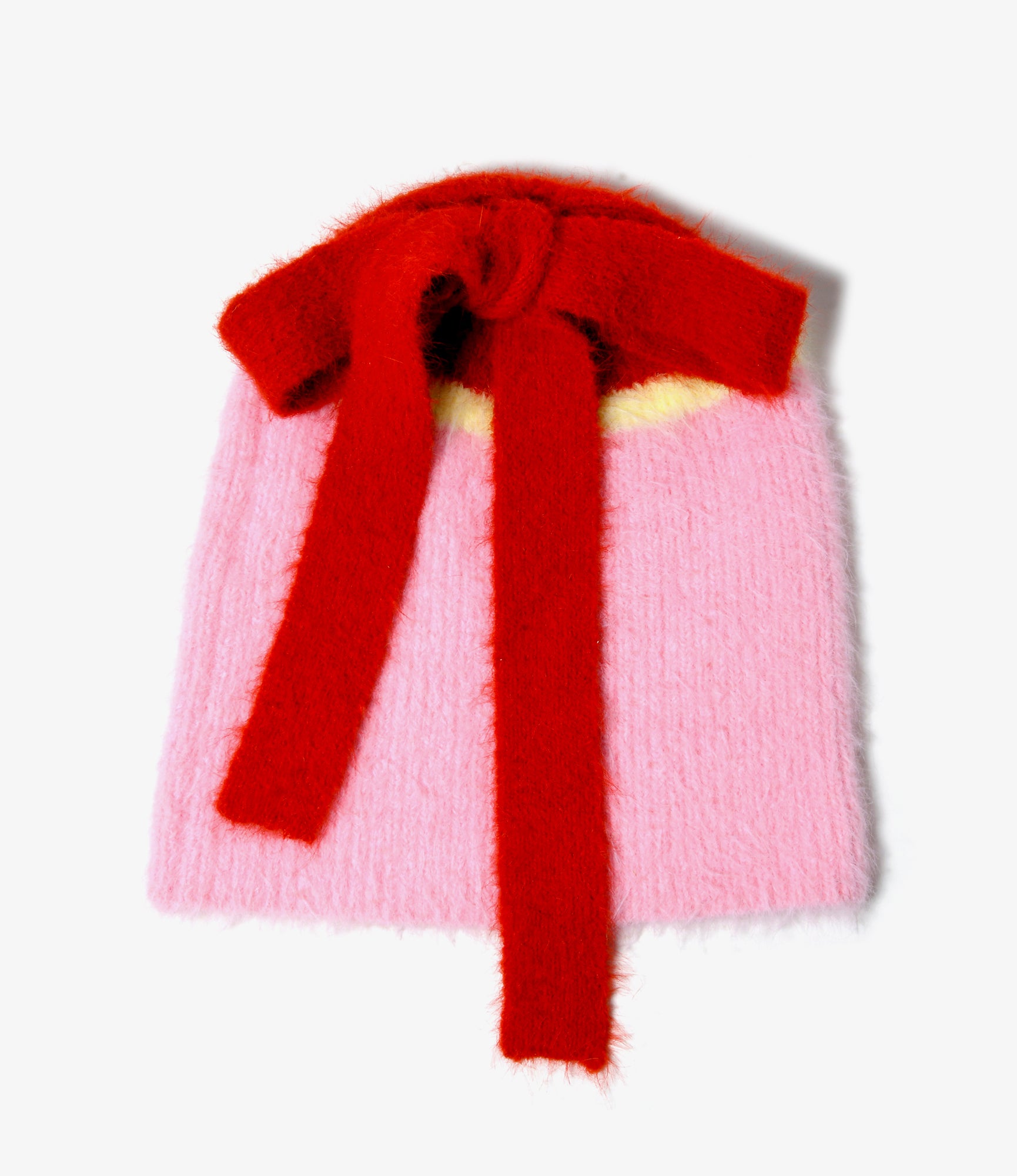 Watch Cap With Bow – Pink Chenille Yarn