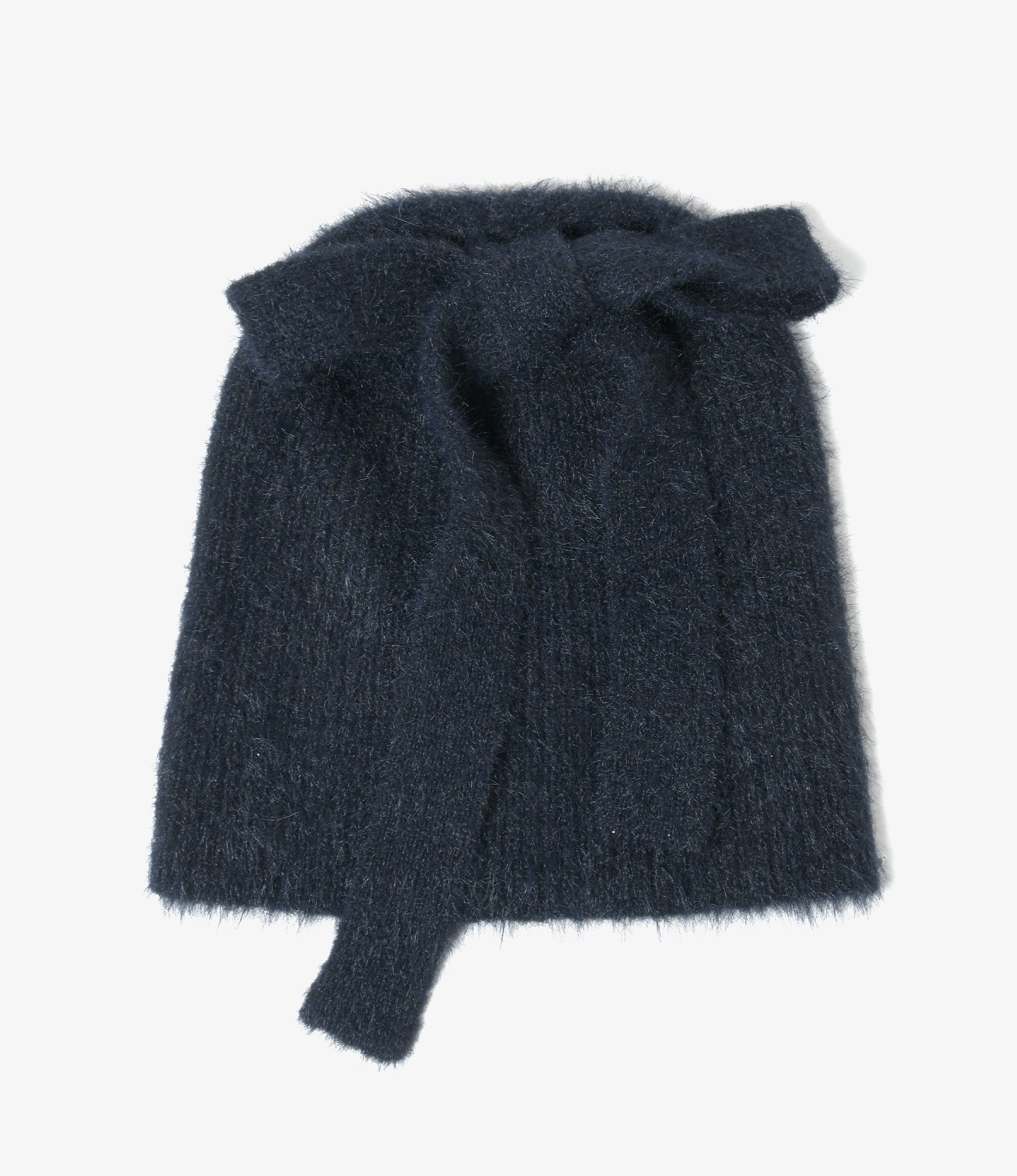 Watch Cap With Bow – Black Chenille Yarn