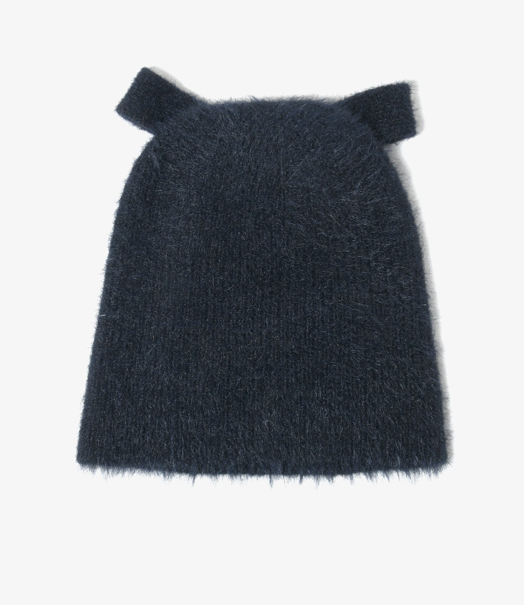 Watch Cap With Bow – Black Chenille Yarn
