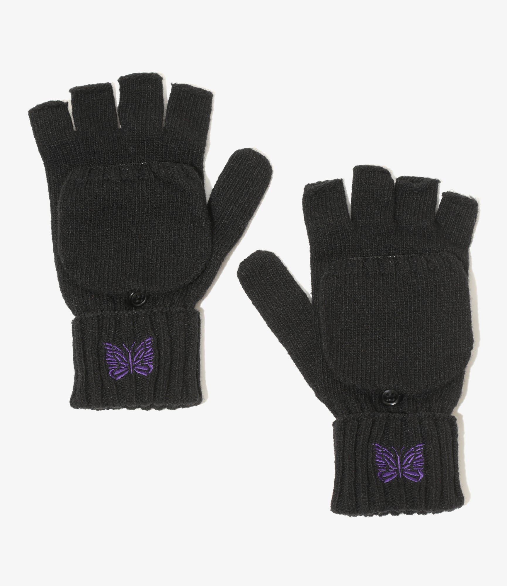 Convertible Gloves – Black Shetland Wool