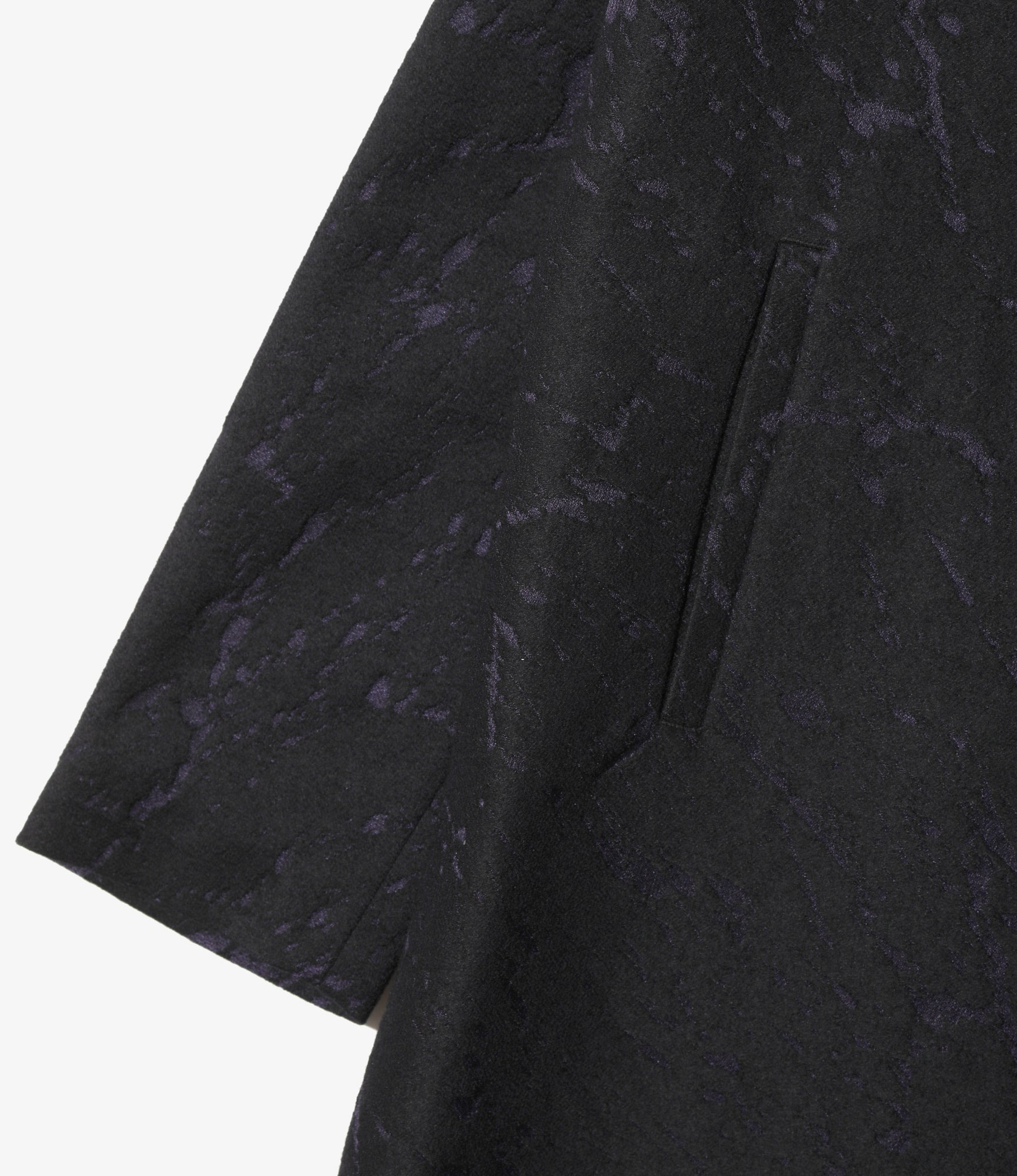 One Side Dolman Coat – Purple Abstract Jacquard