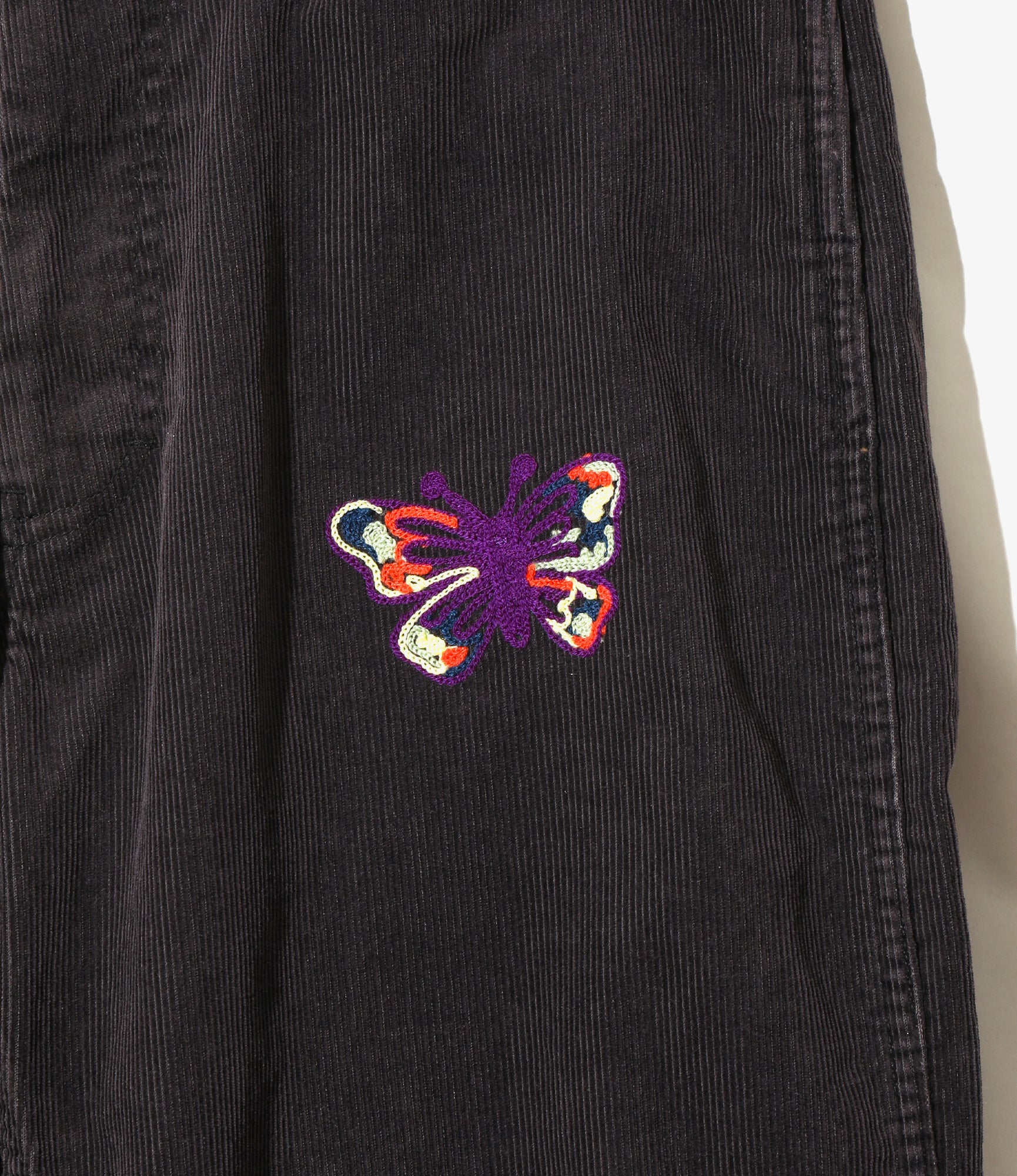 Papillon Embroidered Boot-Cut Jean – Black 14W Corduroy