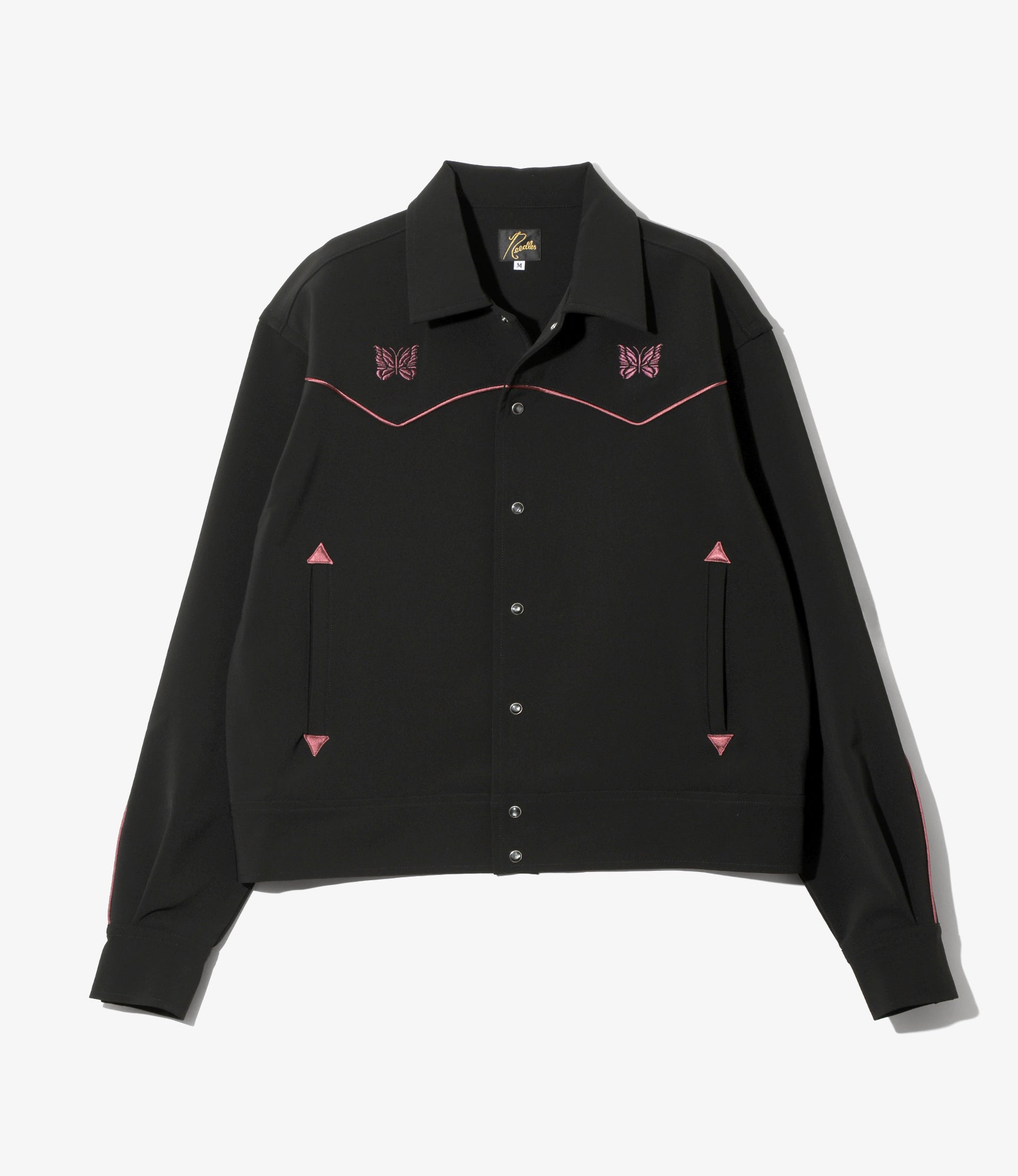 Piping Cowboy Jacket - Black Poly Double Cloth