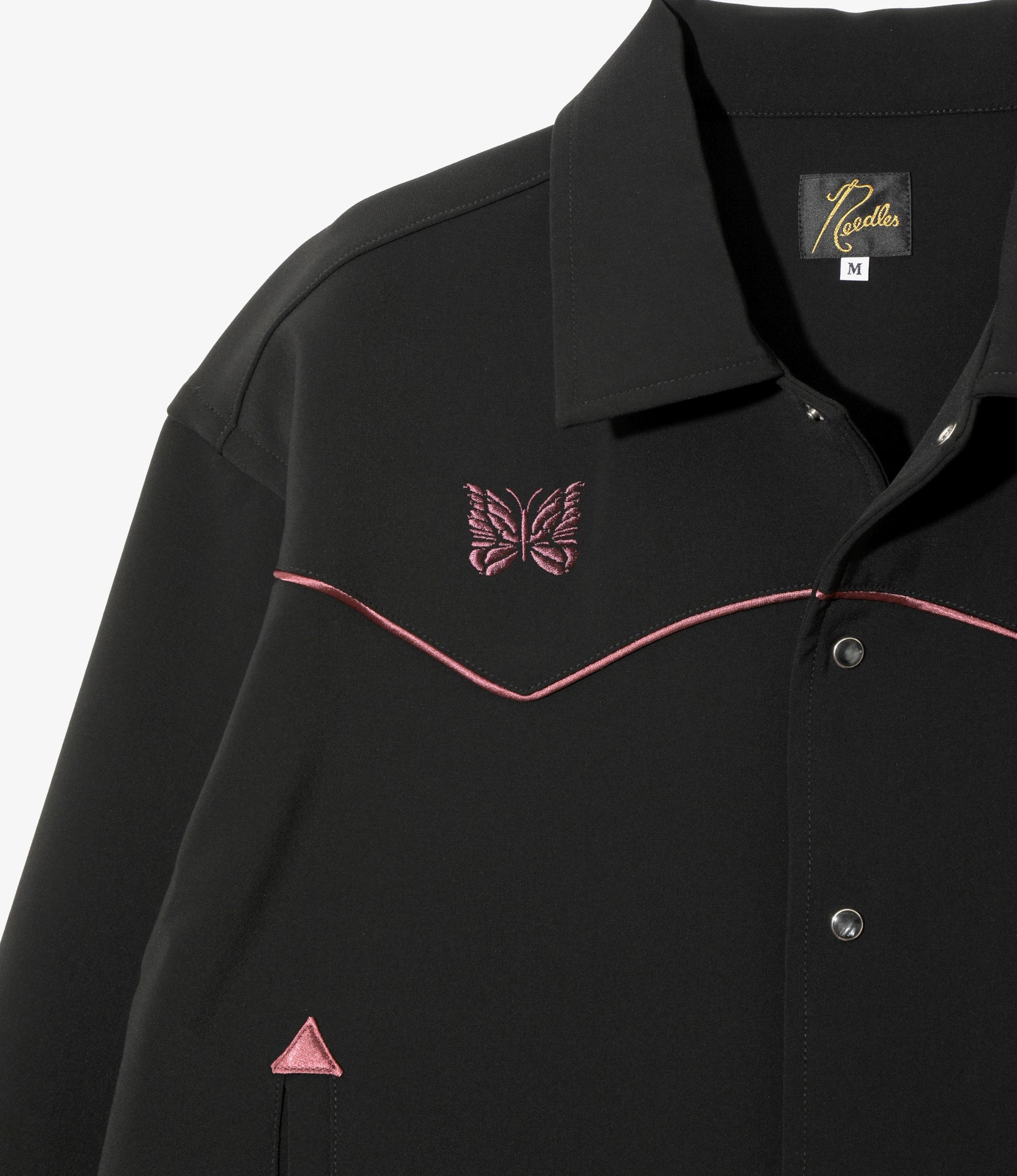 Piping Cowboy Jacket - Black Poly Double Cloth