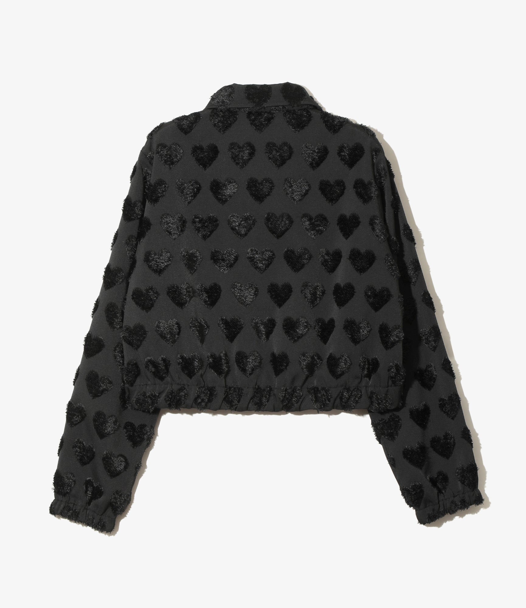 Long Point Collar Jacket – Black Cut Jacquard Heart Fringe