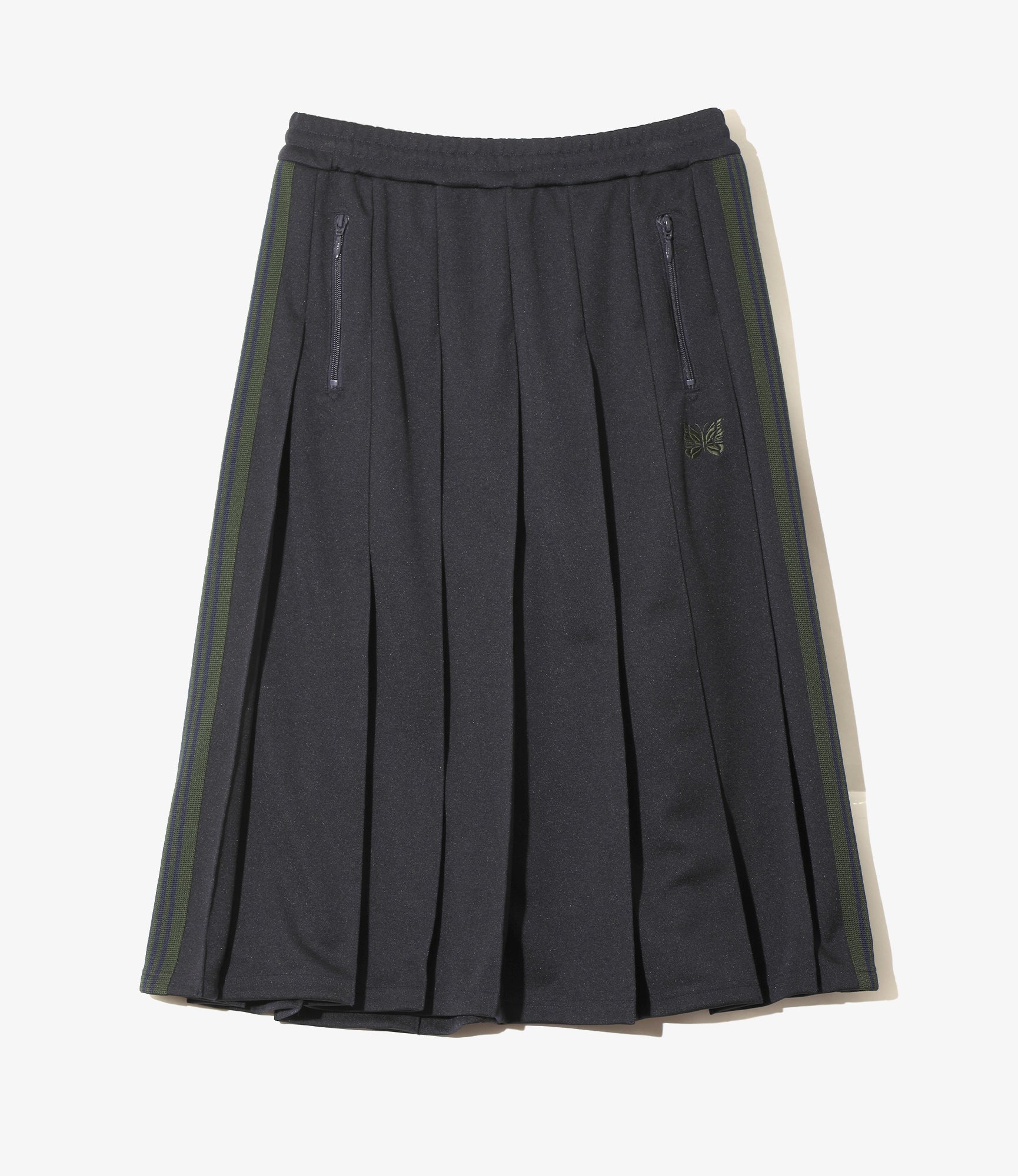 Pleated Track Skirt – Navy Poly Smooth