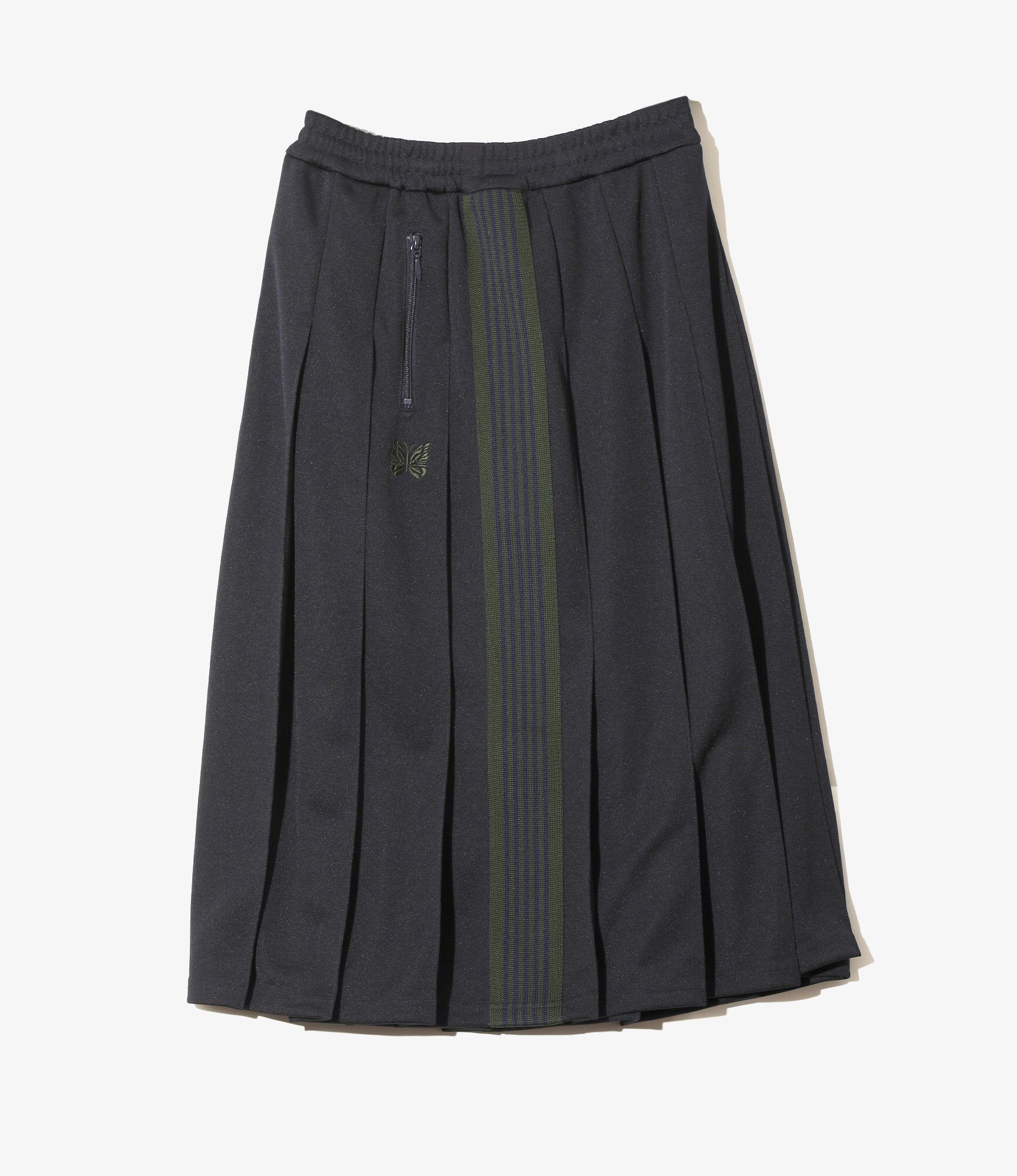 Pleated Track Skirt – Navy Poly Smooth