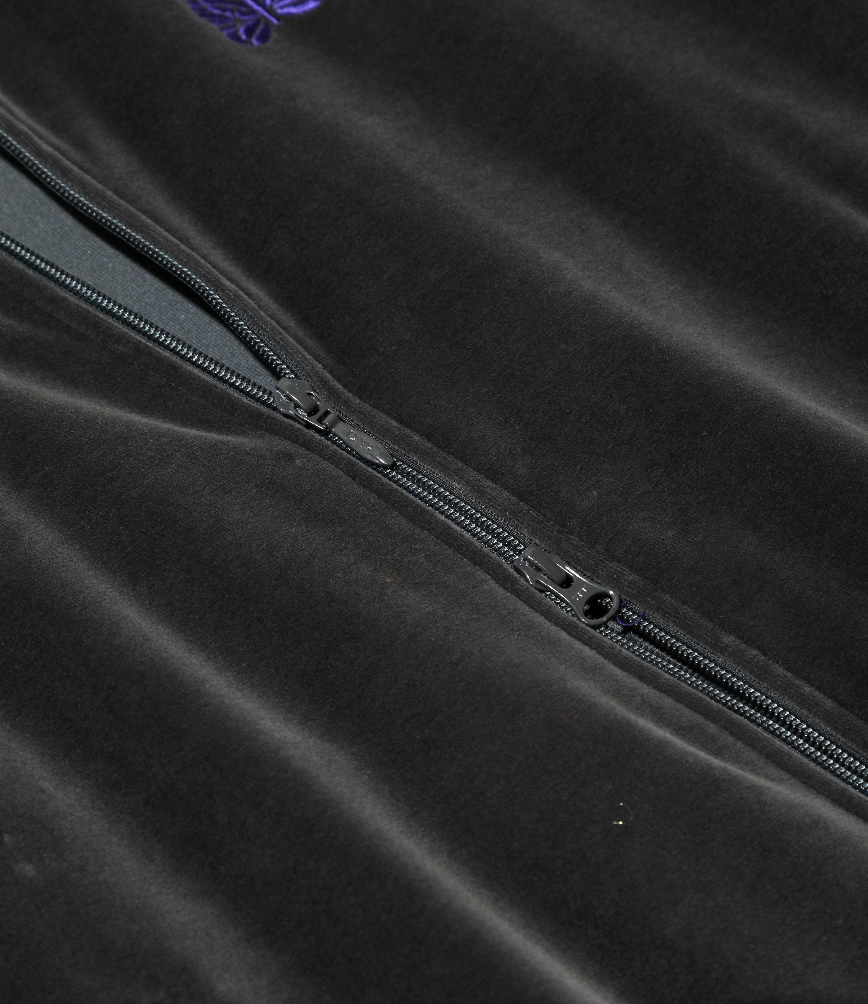 Rib Collar Track Jacket – Charcoal Velour