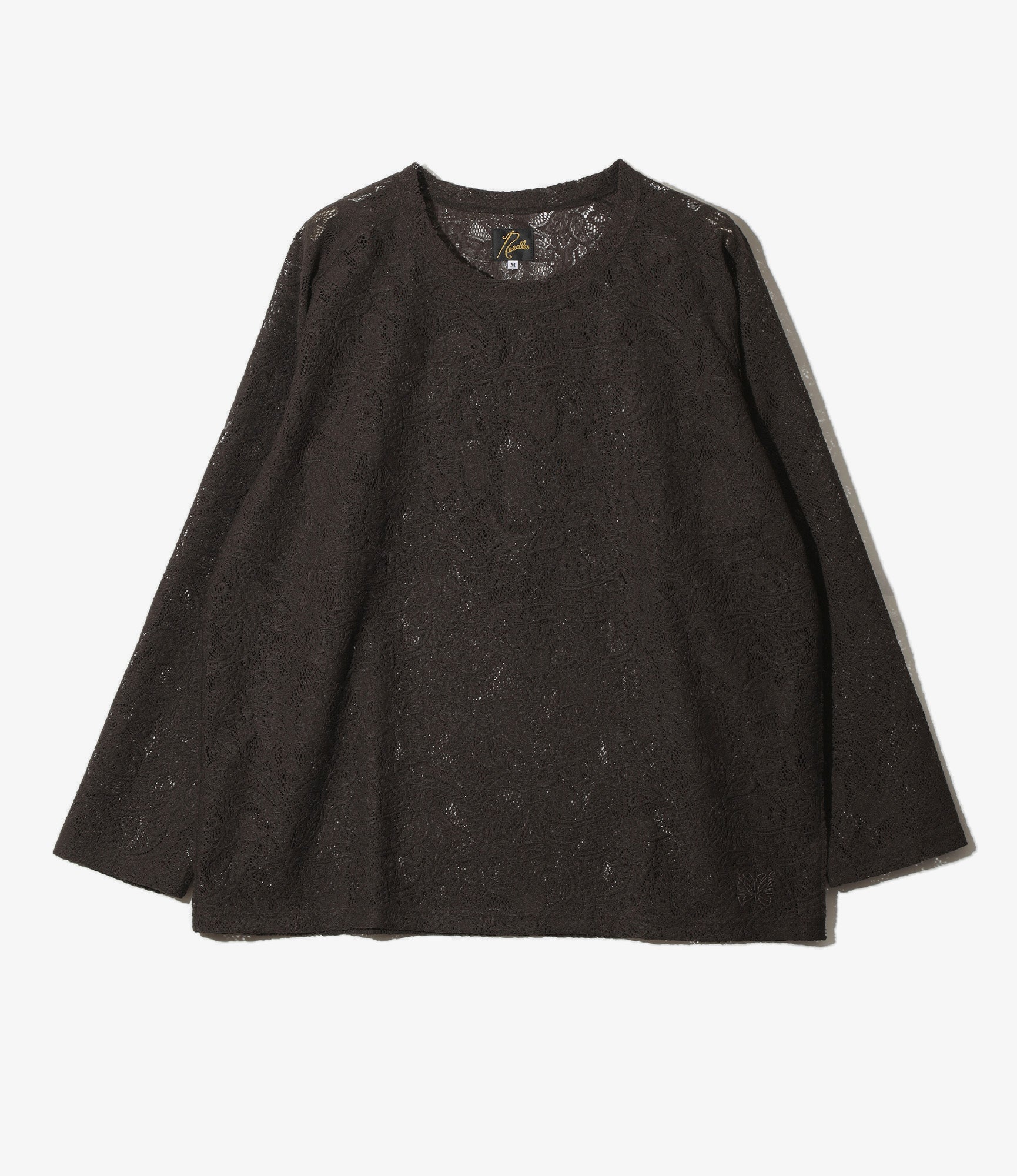 Long Sleeve U-Neck Tee – Dk.Brown Paisley Bulky Lace