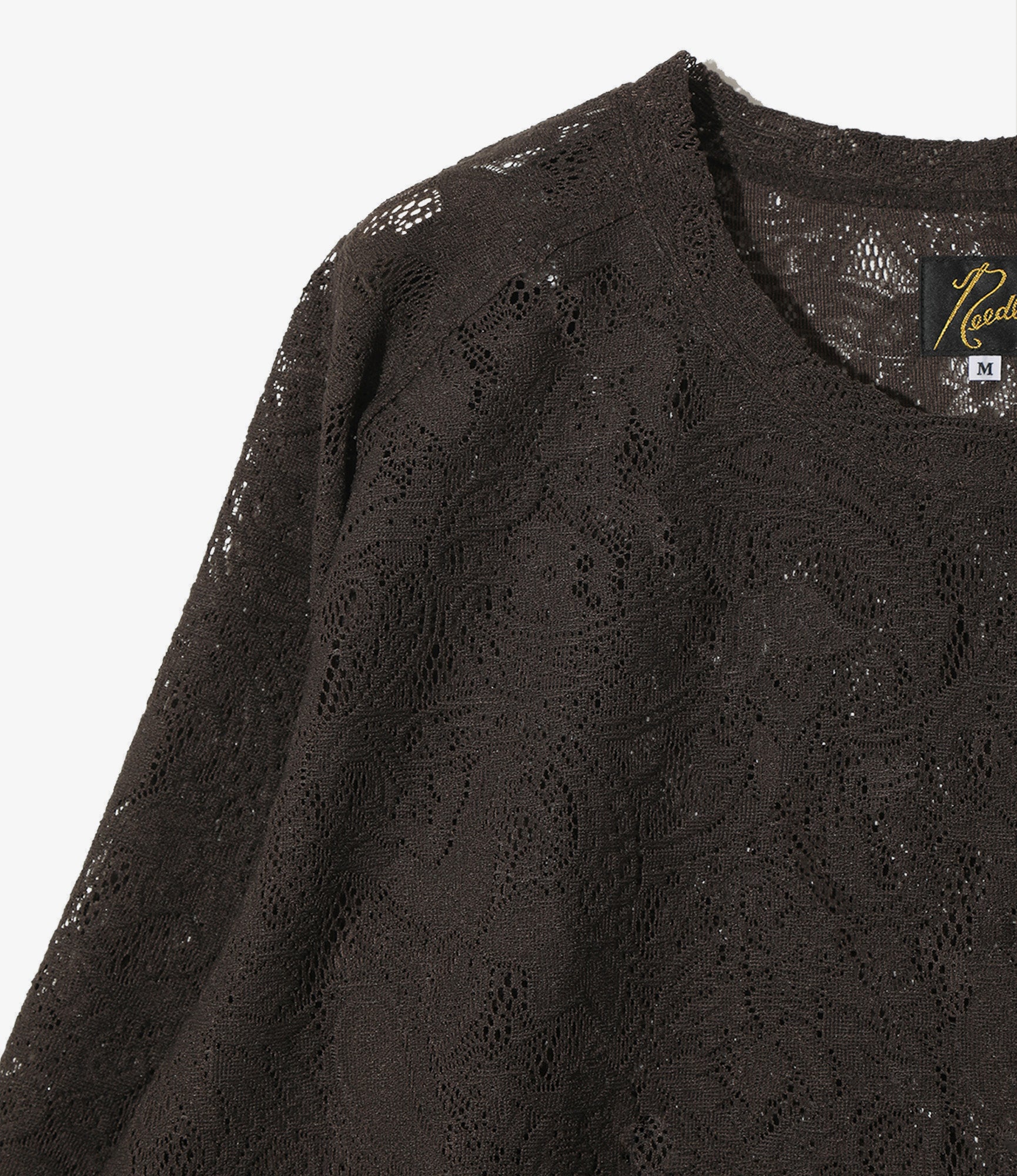 Long Sleeve U-Neck Tee – Dk.Brown Paisley Bulky Lace