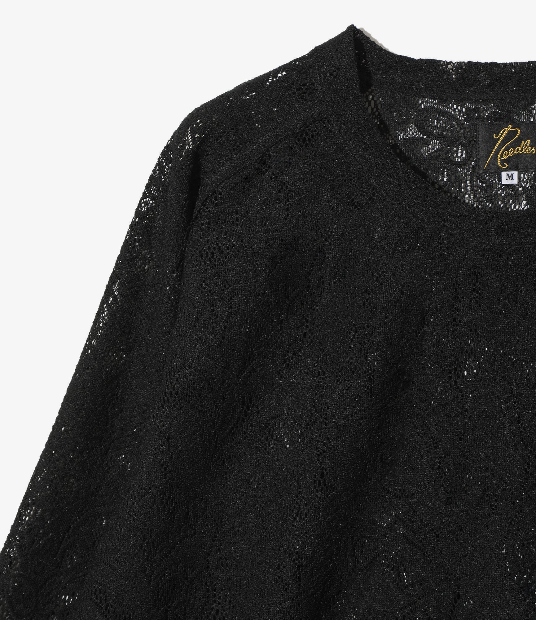 Long Sleeve U-Neck Tee – Black Paisley Bulky Lace