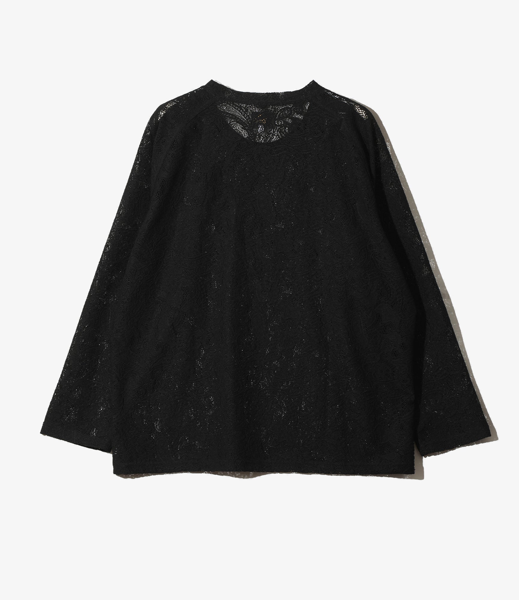 Long Sleeve U-Neck Tee – Black Paisley Bulky Lace