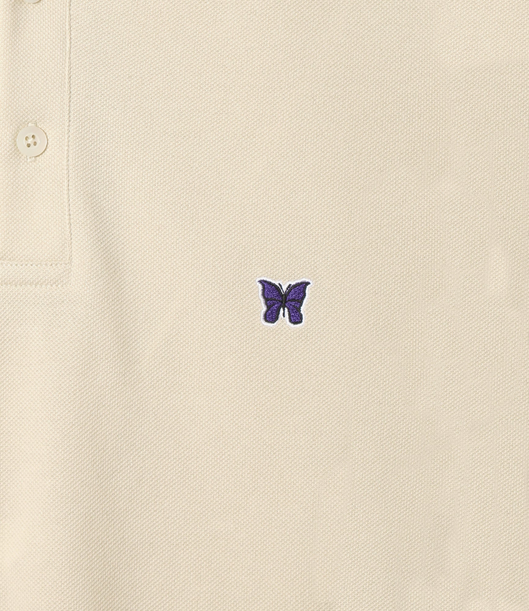 Regular Collar L/S Polo – Beige Cotton Pique