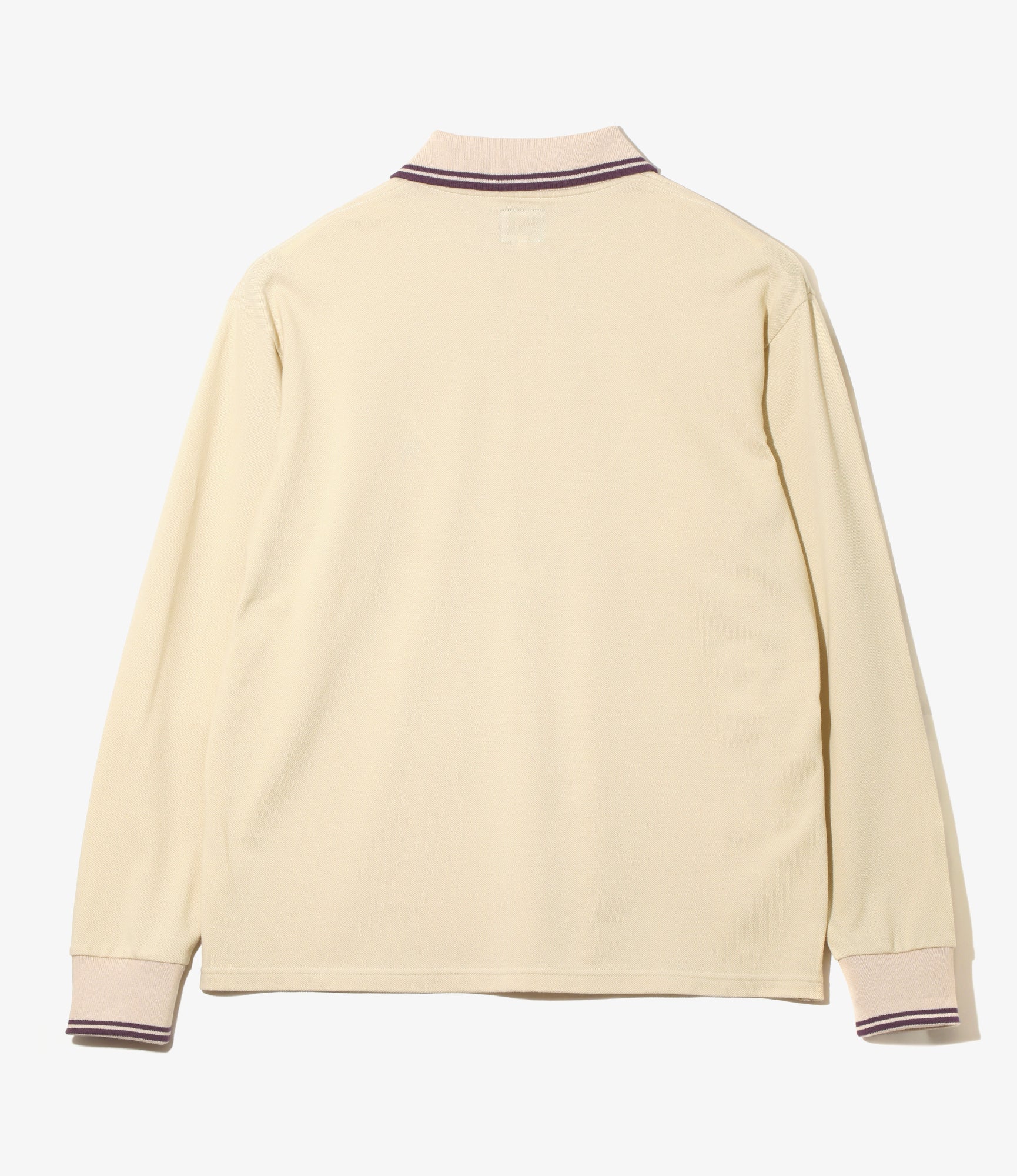 Regular Collar L/S Polo – Beige Cotton Pique