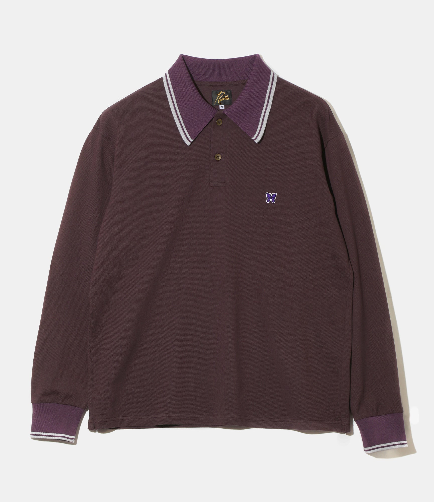 Regular Collar L/S Polo – Purple Cotton Pique