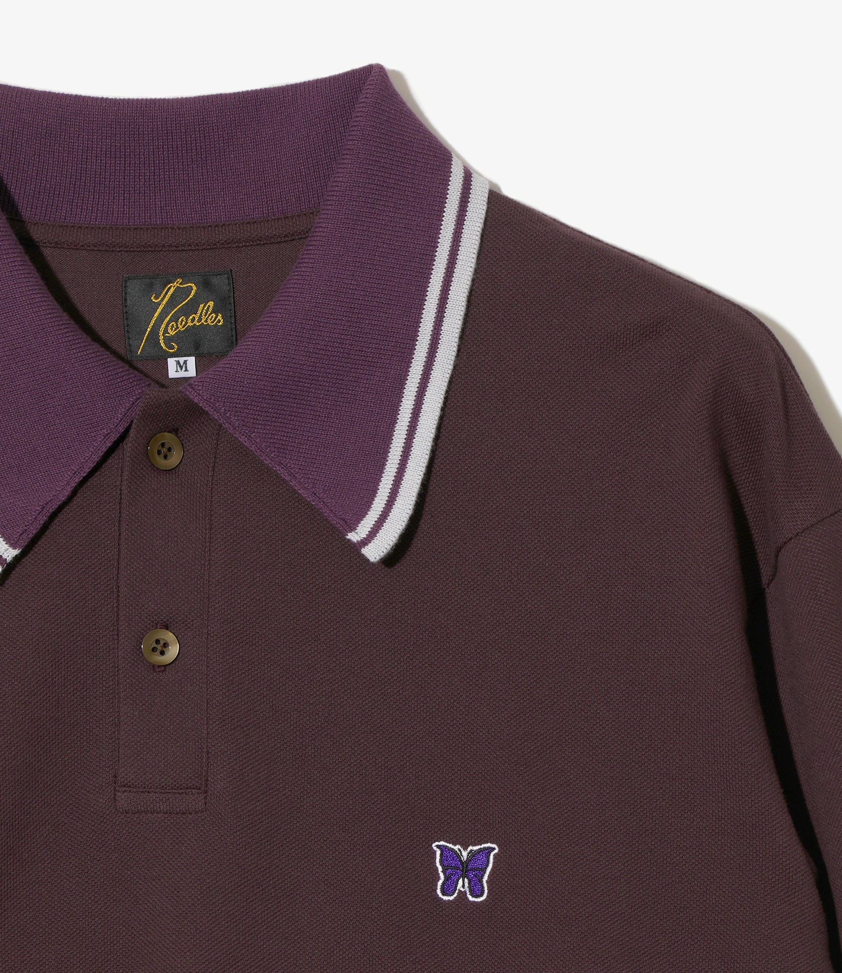 Regular Collar L/S Polo – Purple Cotton Pique