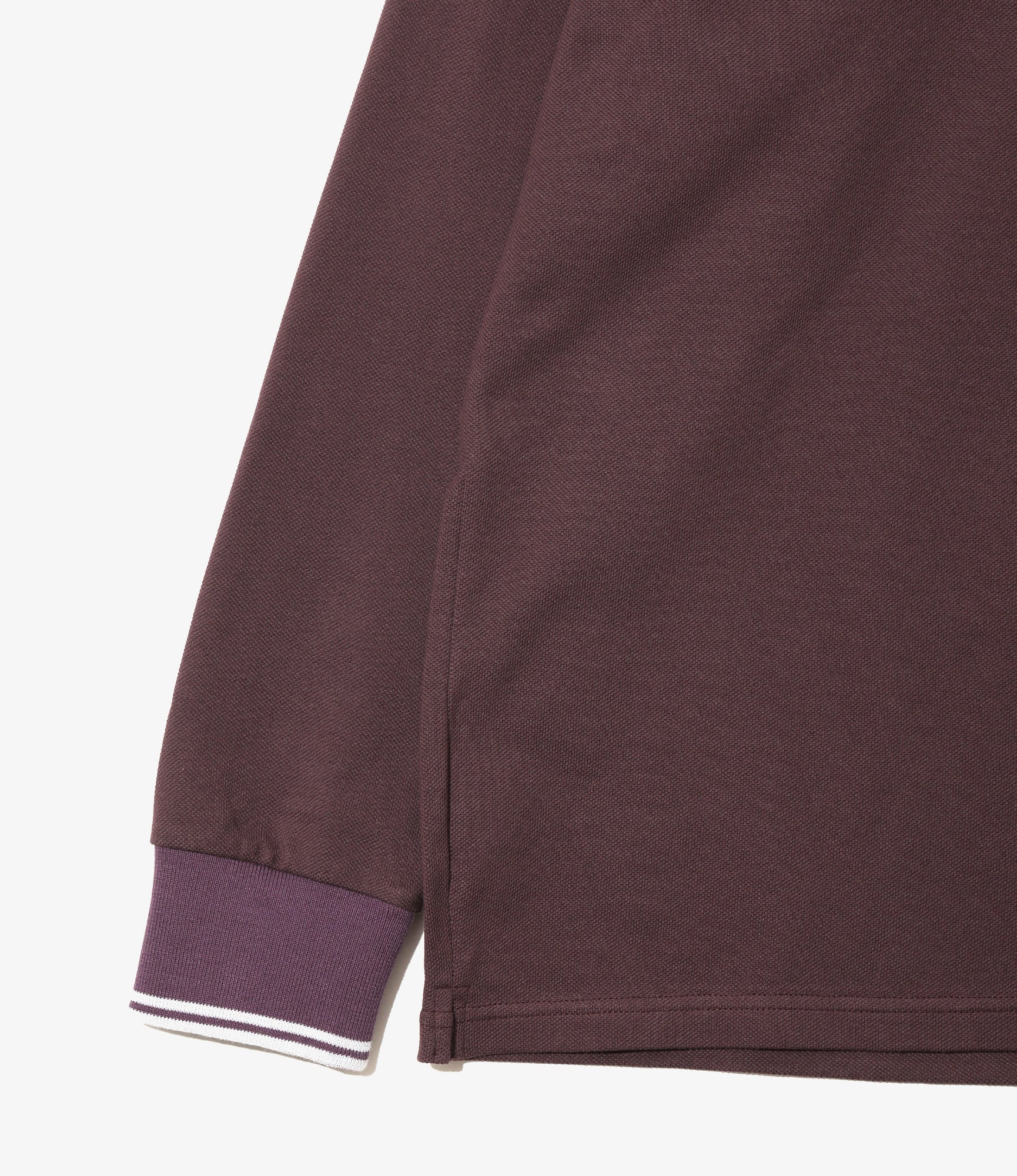 Regular Collar L/S Polo – Purple Cotton Pique