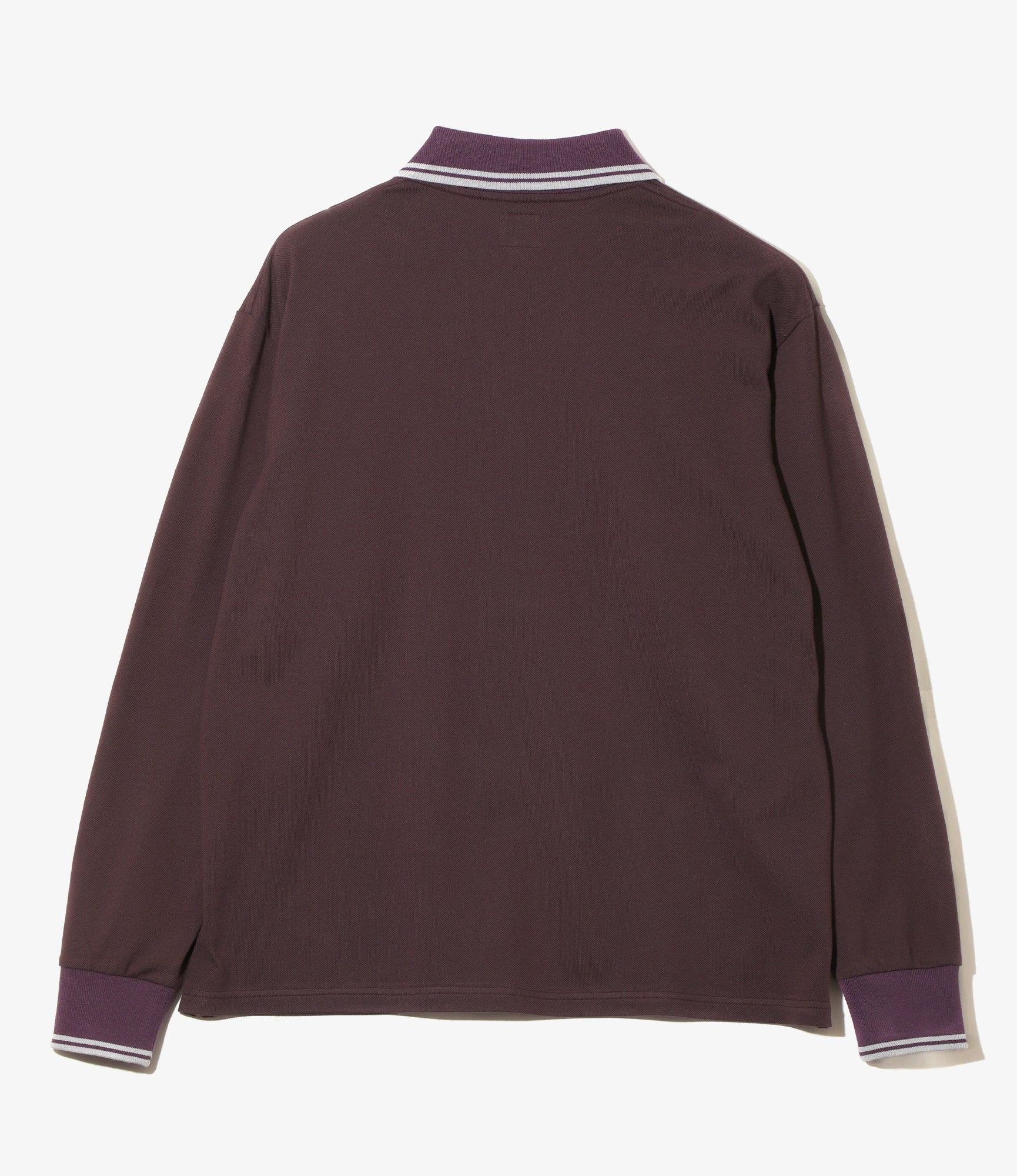Regular Collar L/S Polo – Purple Cotton Pique