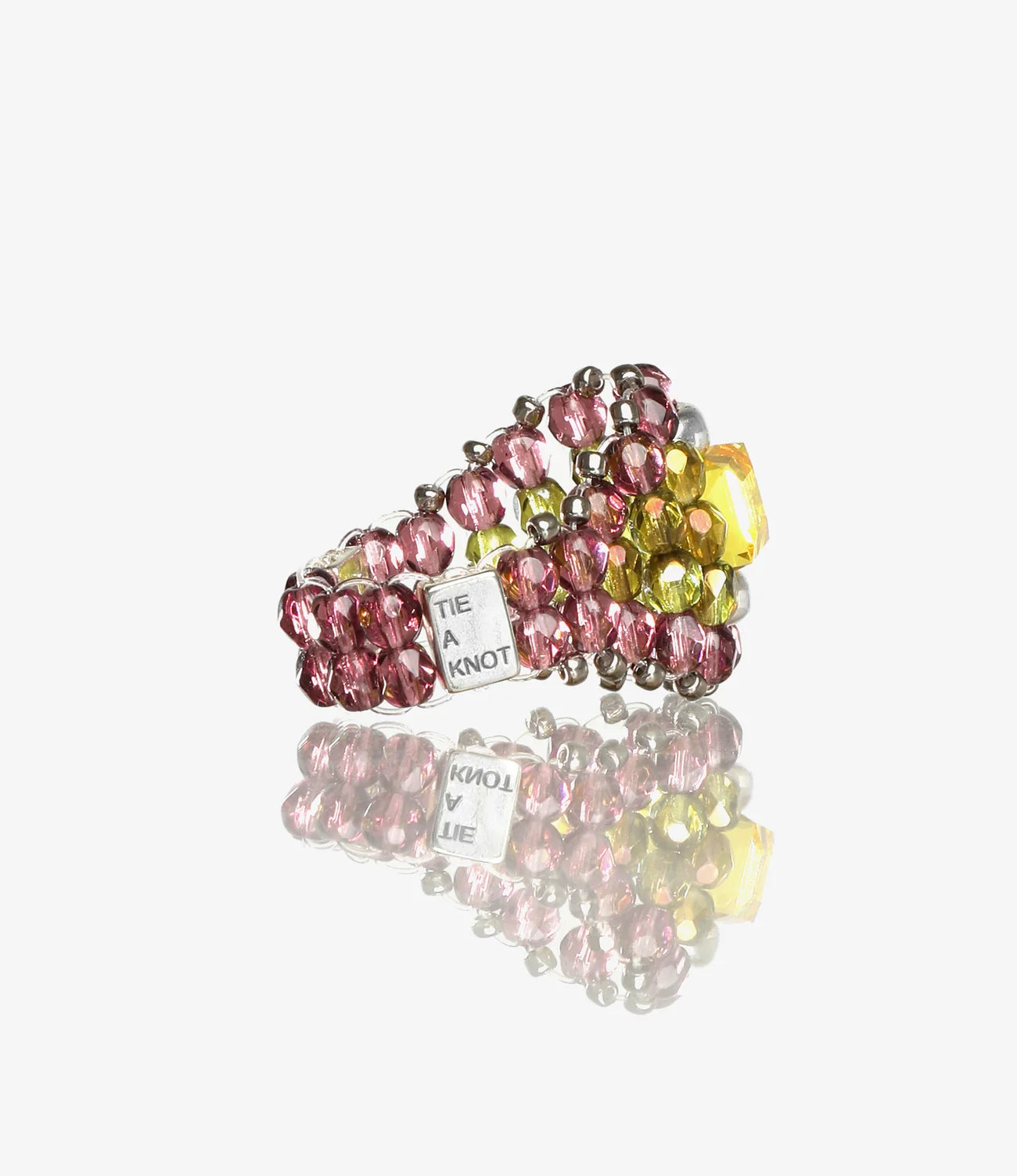 Crystal Bead Ring – Yellow/Purple