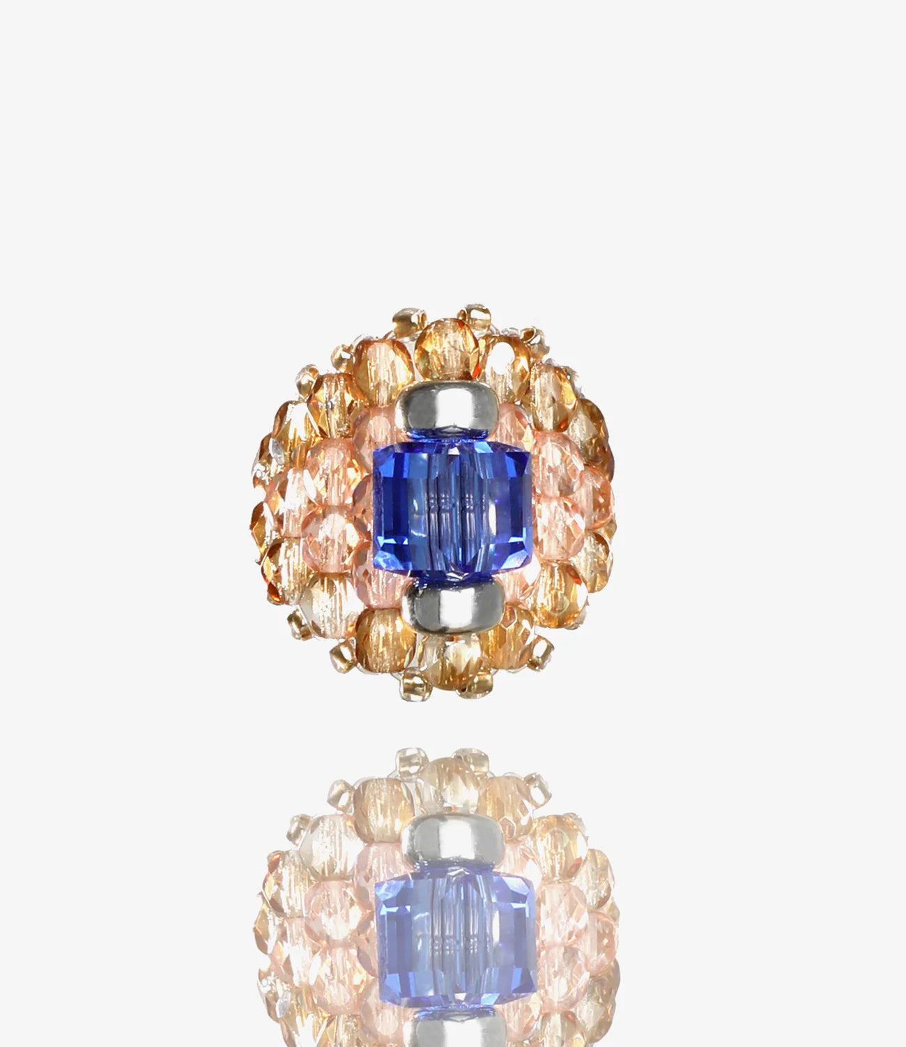 Crystal Bead Ring – Blue/Beige