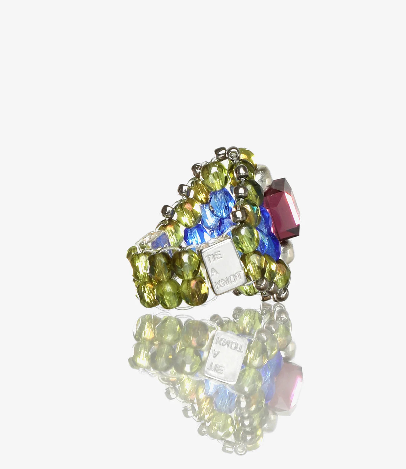 Crystal Bead Ring – Purple/Olive