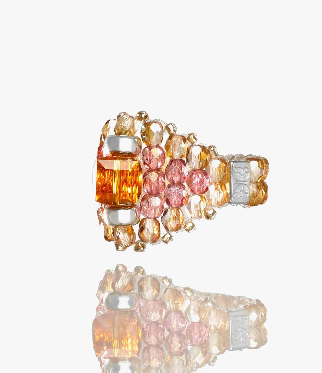 Crystal Bead Ring – Brown/Beige