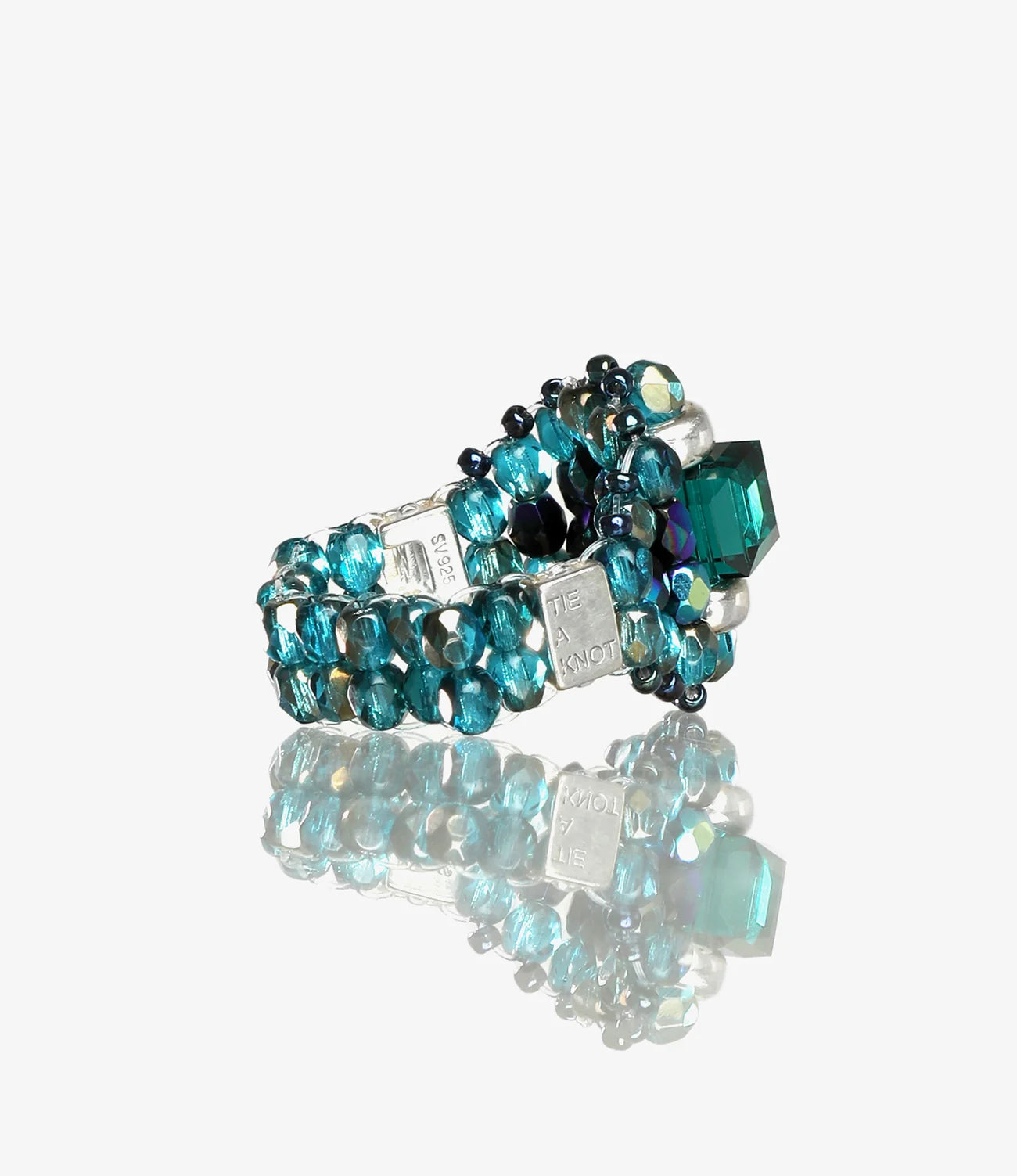 Crystal Bead Ring – Green/Blue
