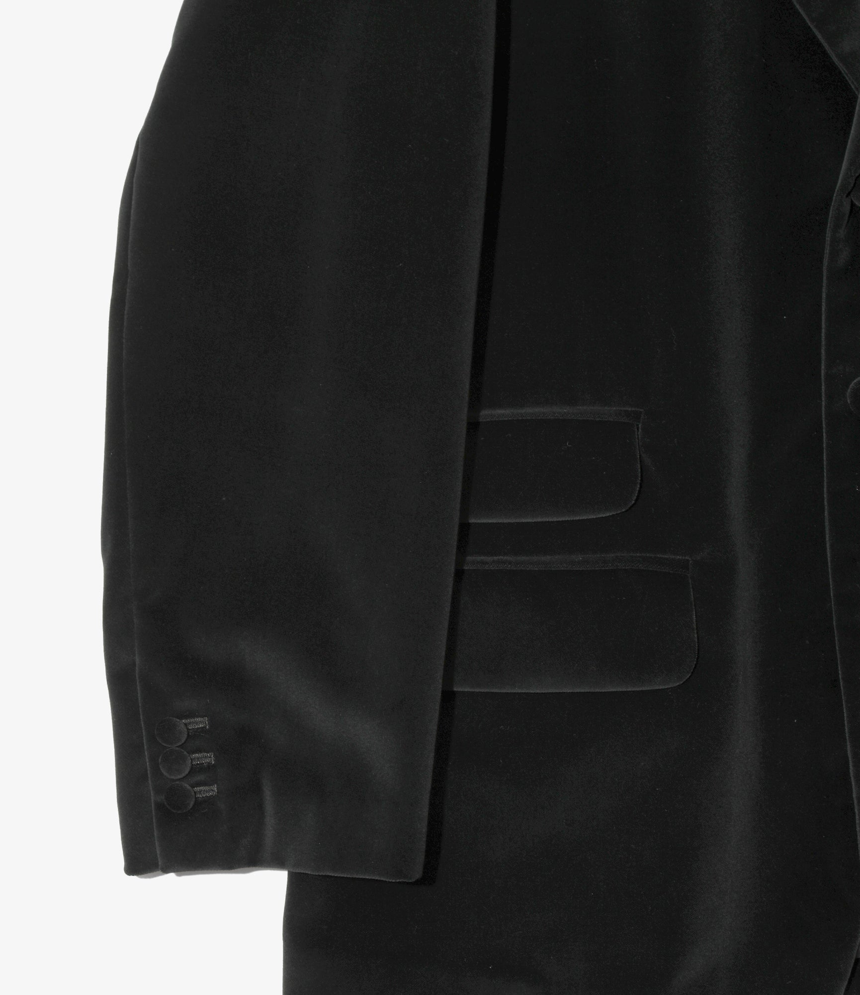 Peaked Lapel Jacket – Black Cotton Velvet
