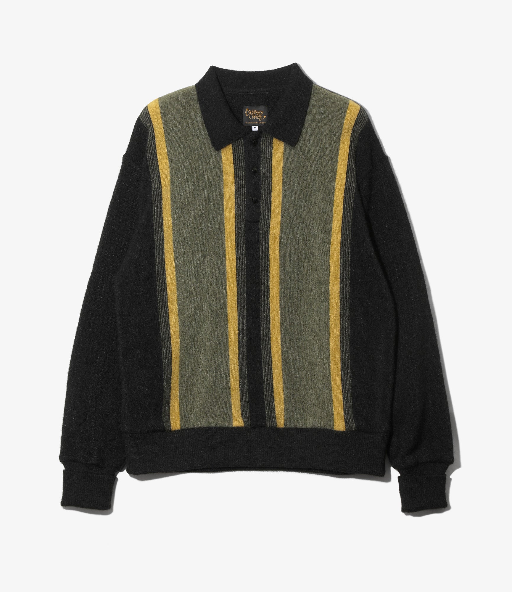 Knit Polo – Black Crepe Stripe / Front Thick Stripe