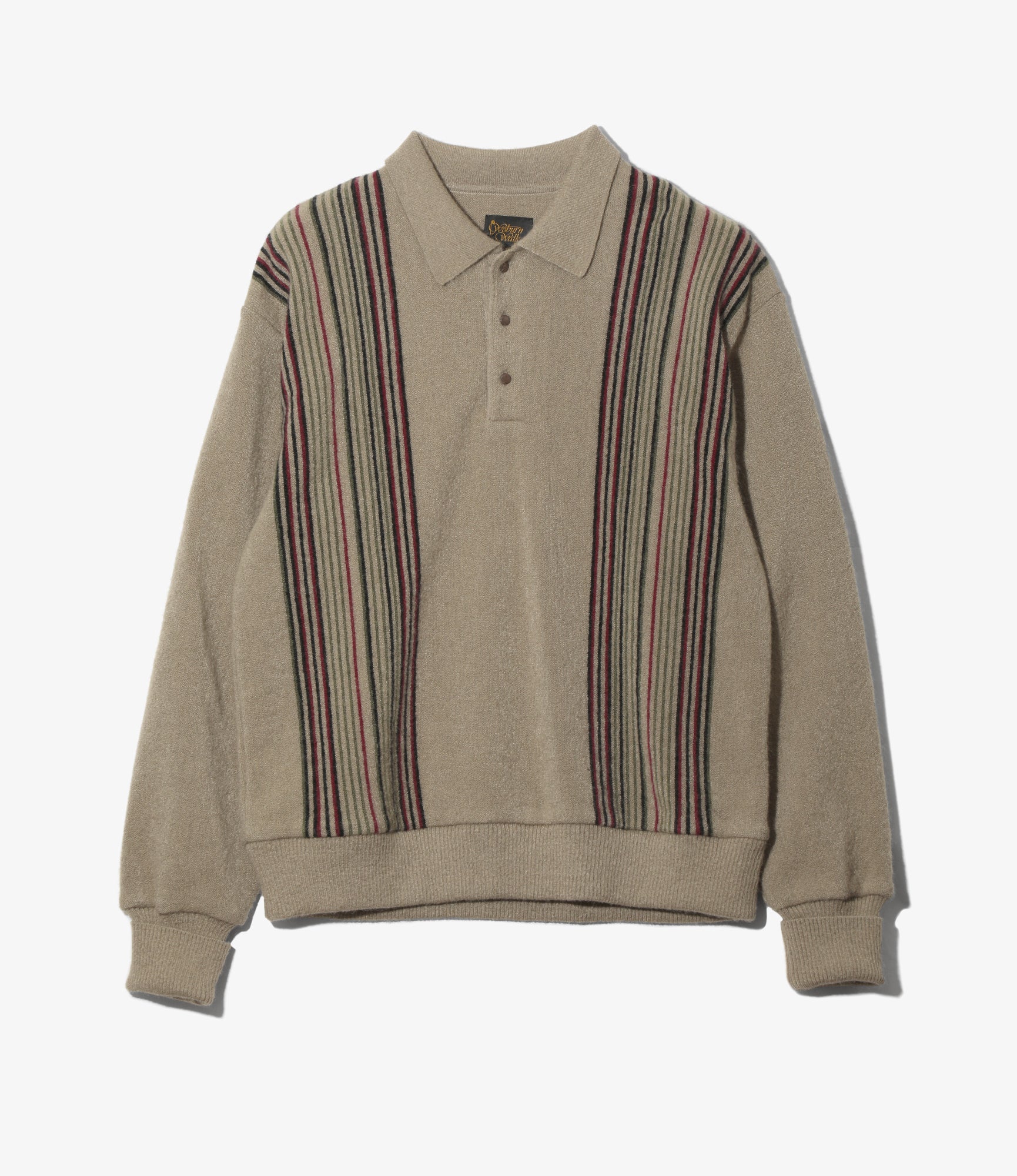 Knit Polo – Taupe Crepe Stripe / Front Thin Stripe