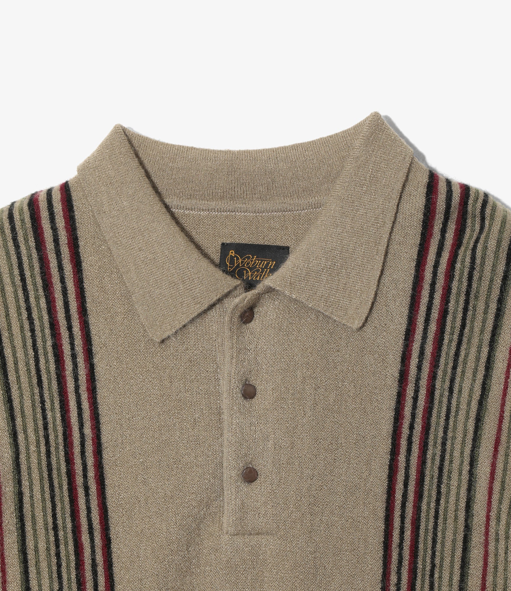 Knit Polo – Taupe Crepe Stripe / Front Thin Stripe