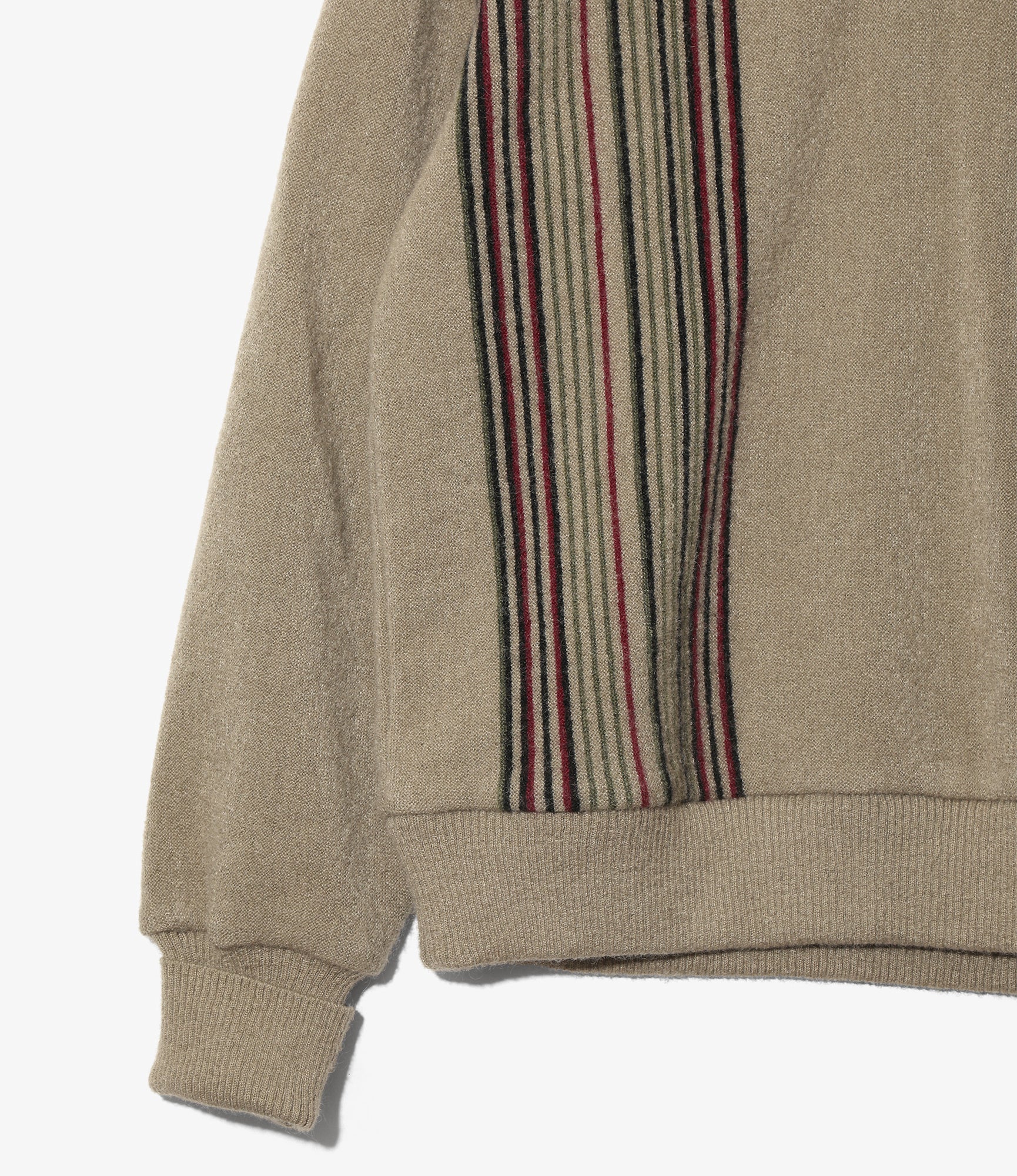 Knit Polo – Taupe Crepe Stripe / Front Thin Stripe