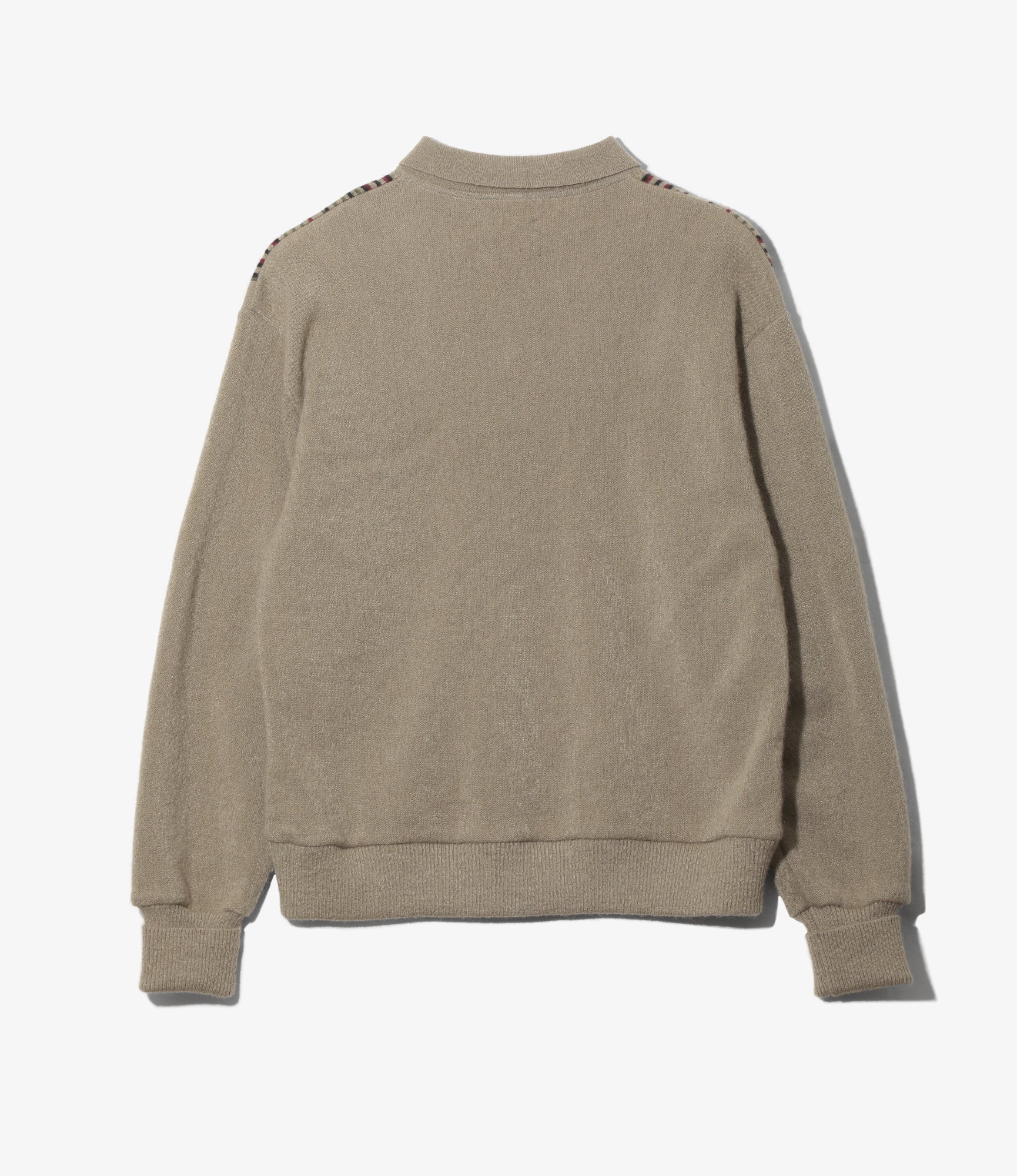 Knit Polo – Taupe Crepe Stripe / Front Thin Stripe