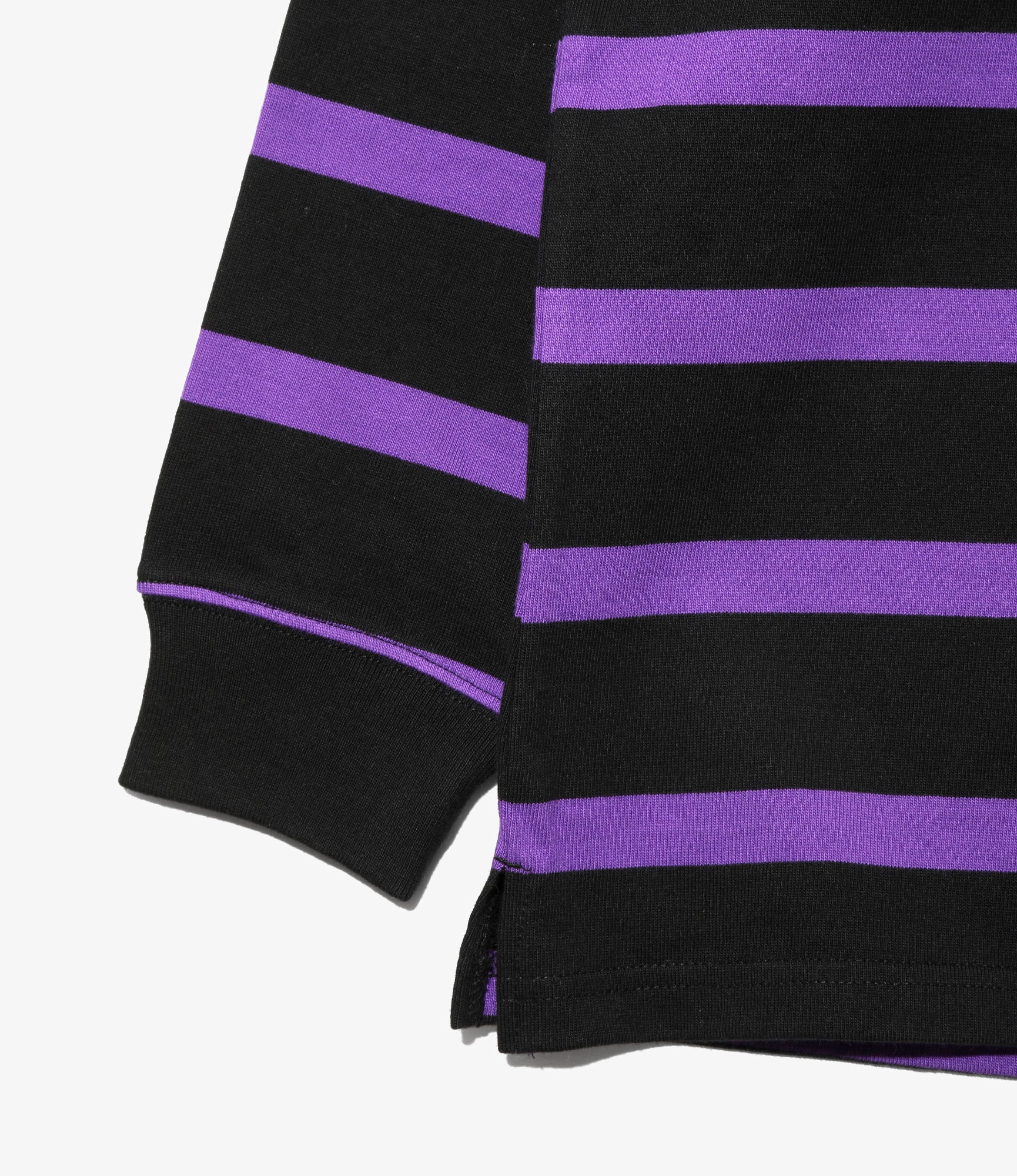 L/S Mock Neck Tee – Black/Purple Stripe