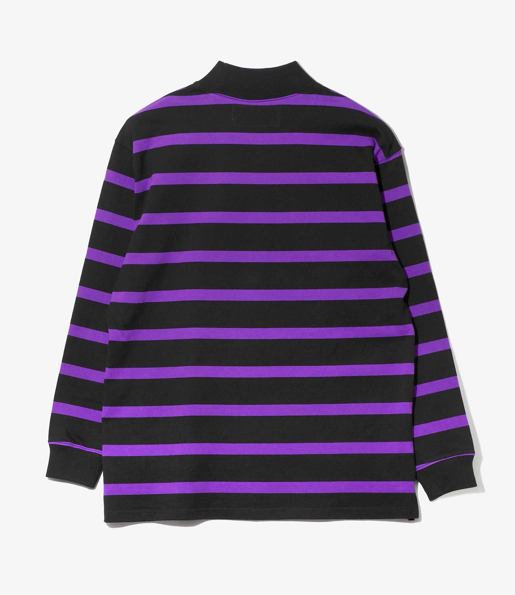 L/S Mock Neck Tee – Black/Purple Stripe