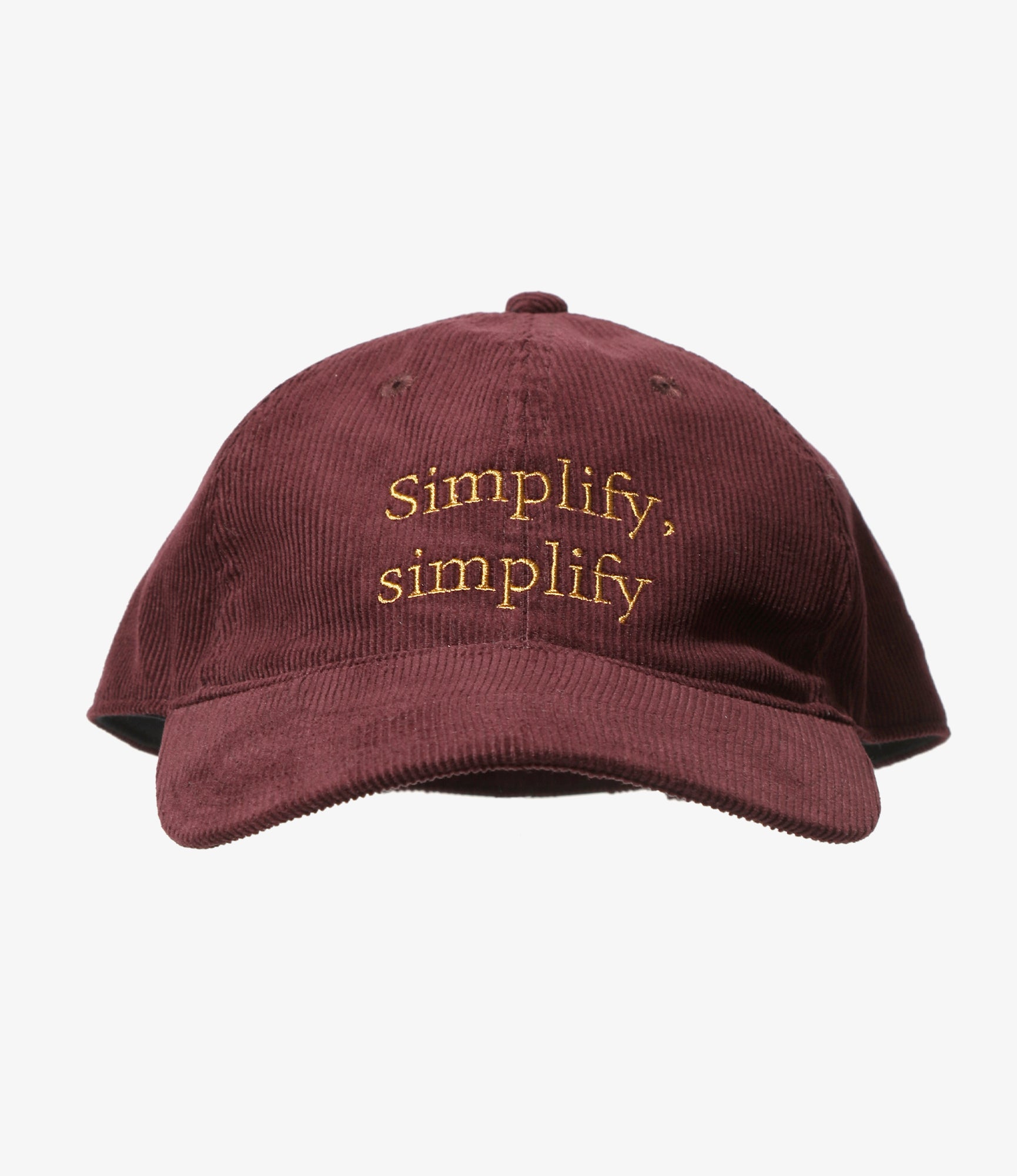 6 Panel Cap – 'Simplify' Burgundy Corduroy