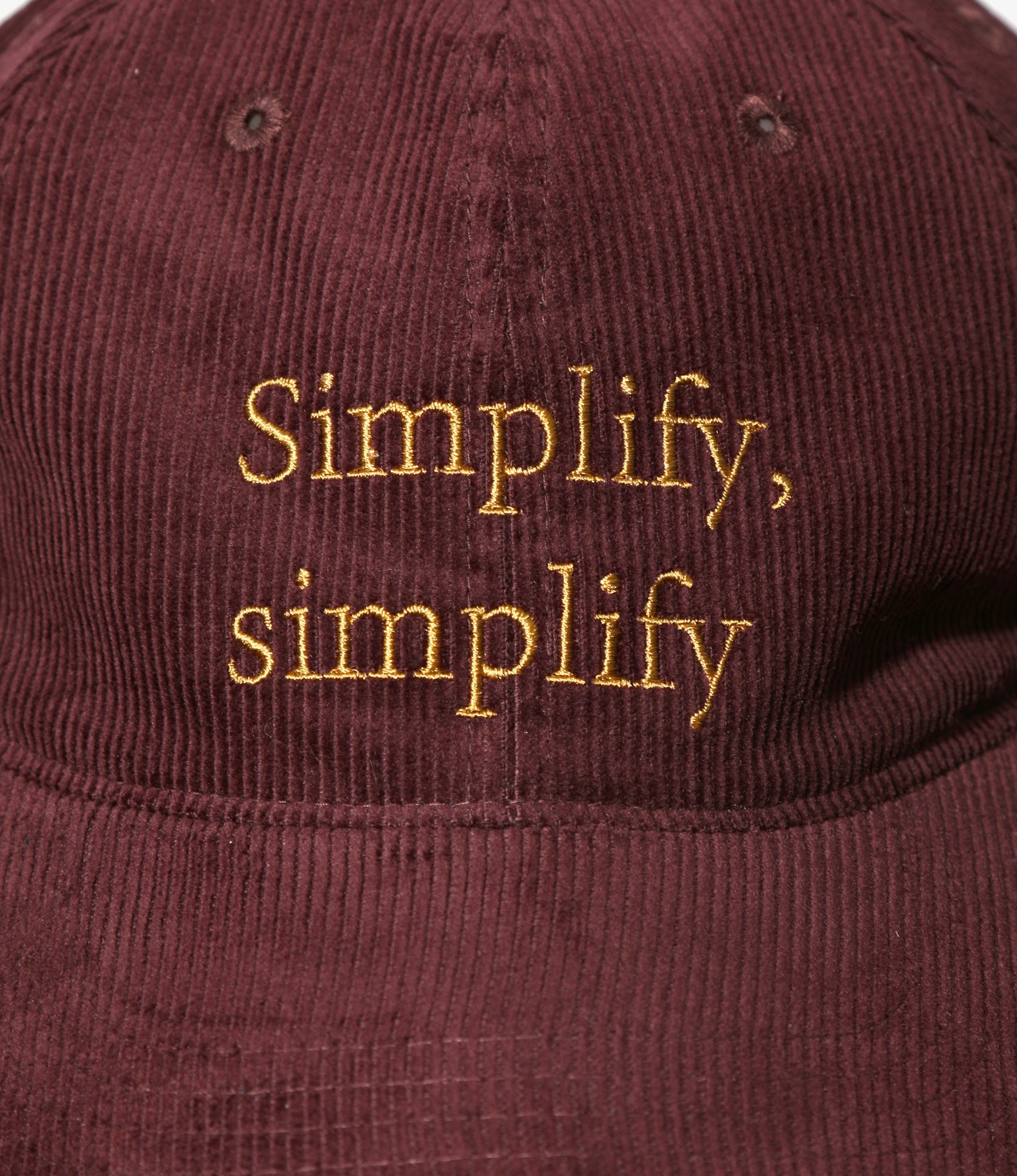6 Panel Cap – 'Simplify' Burgundy Corduroy